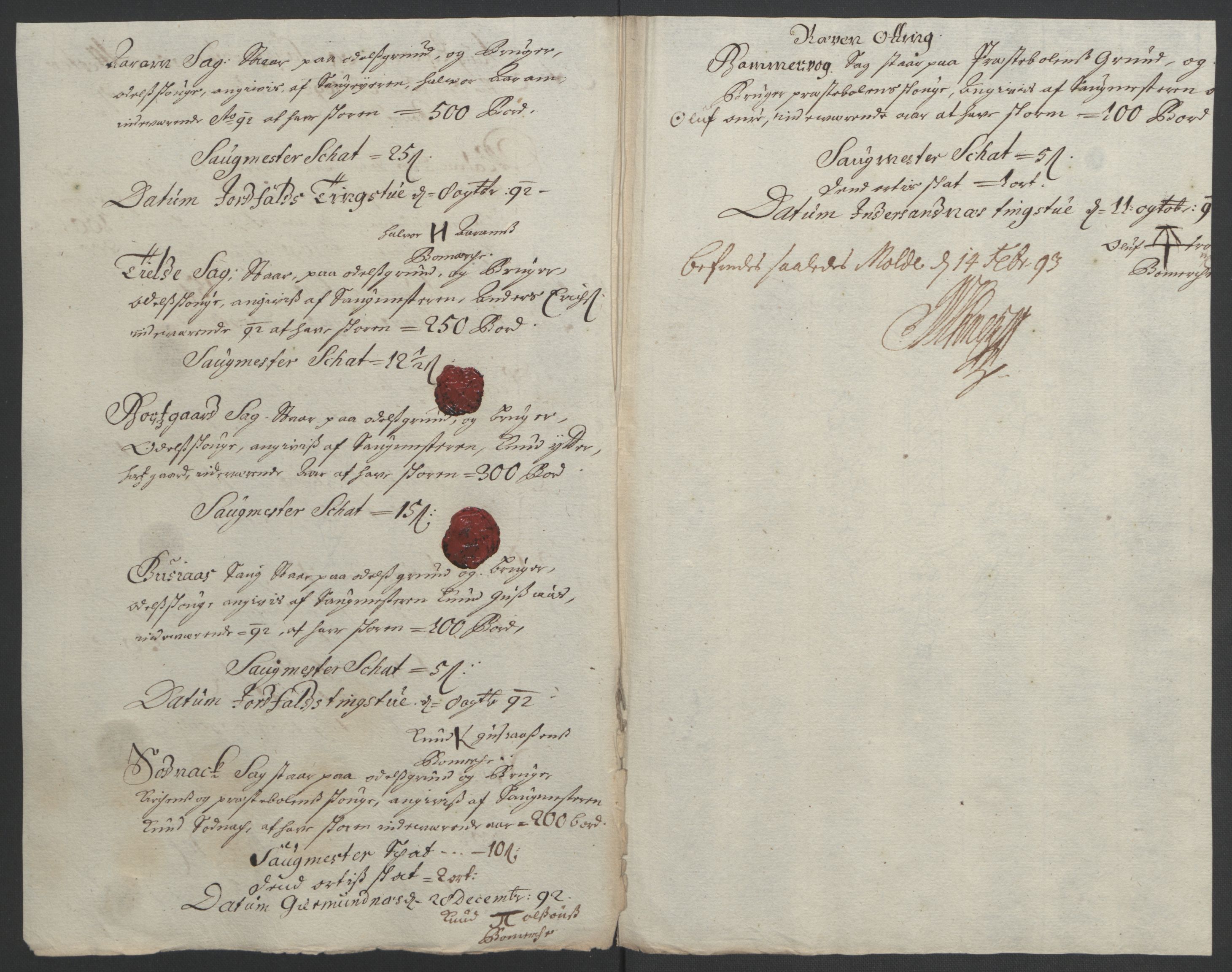 Rentekammeret inntil 1814, Reviderte regnskaper, Fogderegnskap, RA/EA-4092/R55/L3650: Fogderegnskap Romsdal, 1692, p. 79