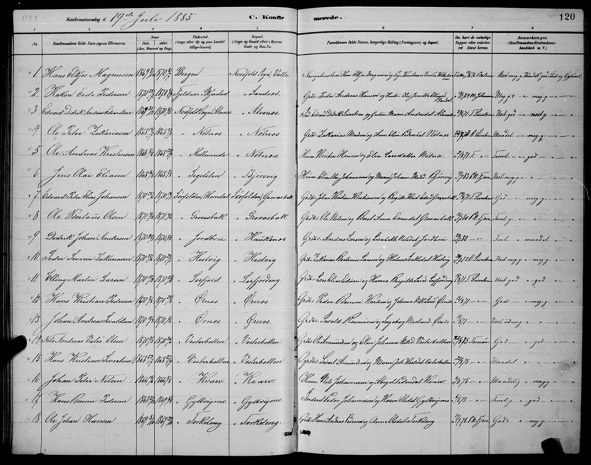 Ministerialprotokoller, klokkerbøker og fødselsregistre - Nordland, AV/SAT-A-1459/853/L0772: Parish register (official) no. 853A11, 1881-1900, p. 120