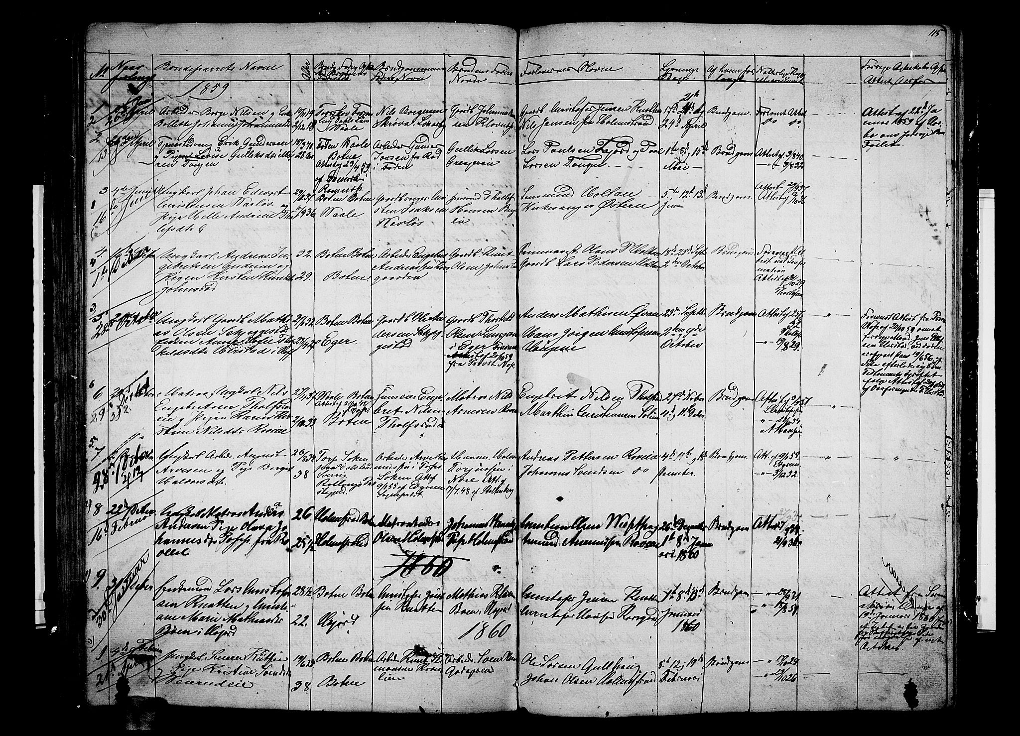 Botne kirkebøker, AV/SAKO-A-340/G/Ga/L0001: Parish register (copy) no. I 1, 1854-1867, p. 115