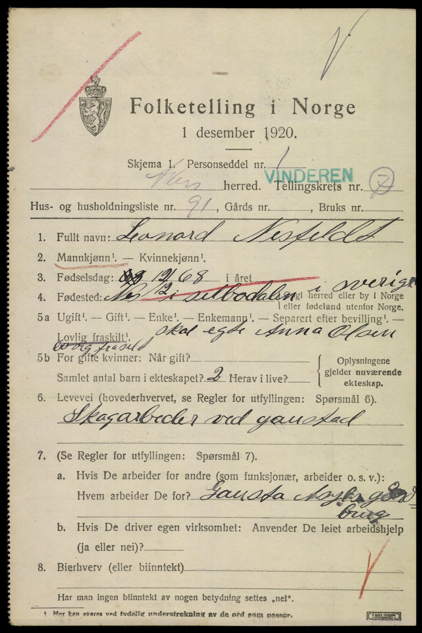 SAO, 1920 census for Aker, 1920, p. 47298