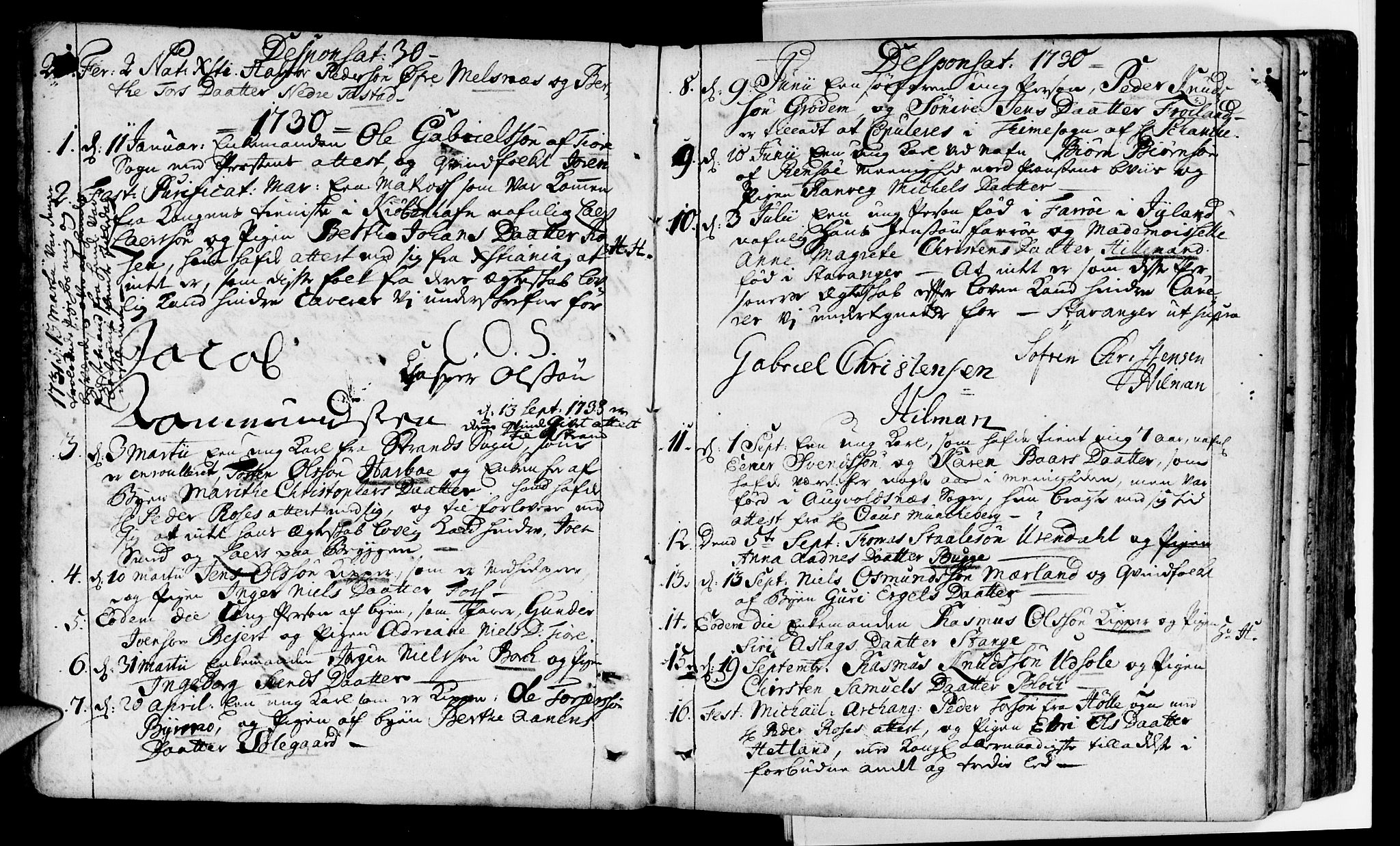 Domkirken sokneprestkontor, AV/SAST-A-101812/001/30/30BA/L0002: Parish register (official) no. A 2 /1, 1727-1738