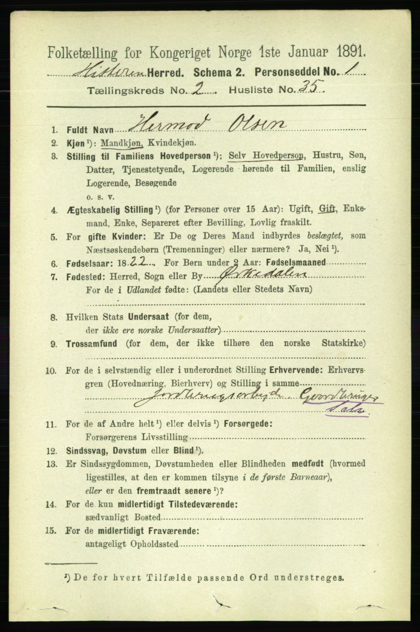 RA, 1891 census for 1617 Hitra, 1891, p. 428