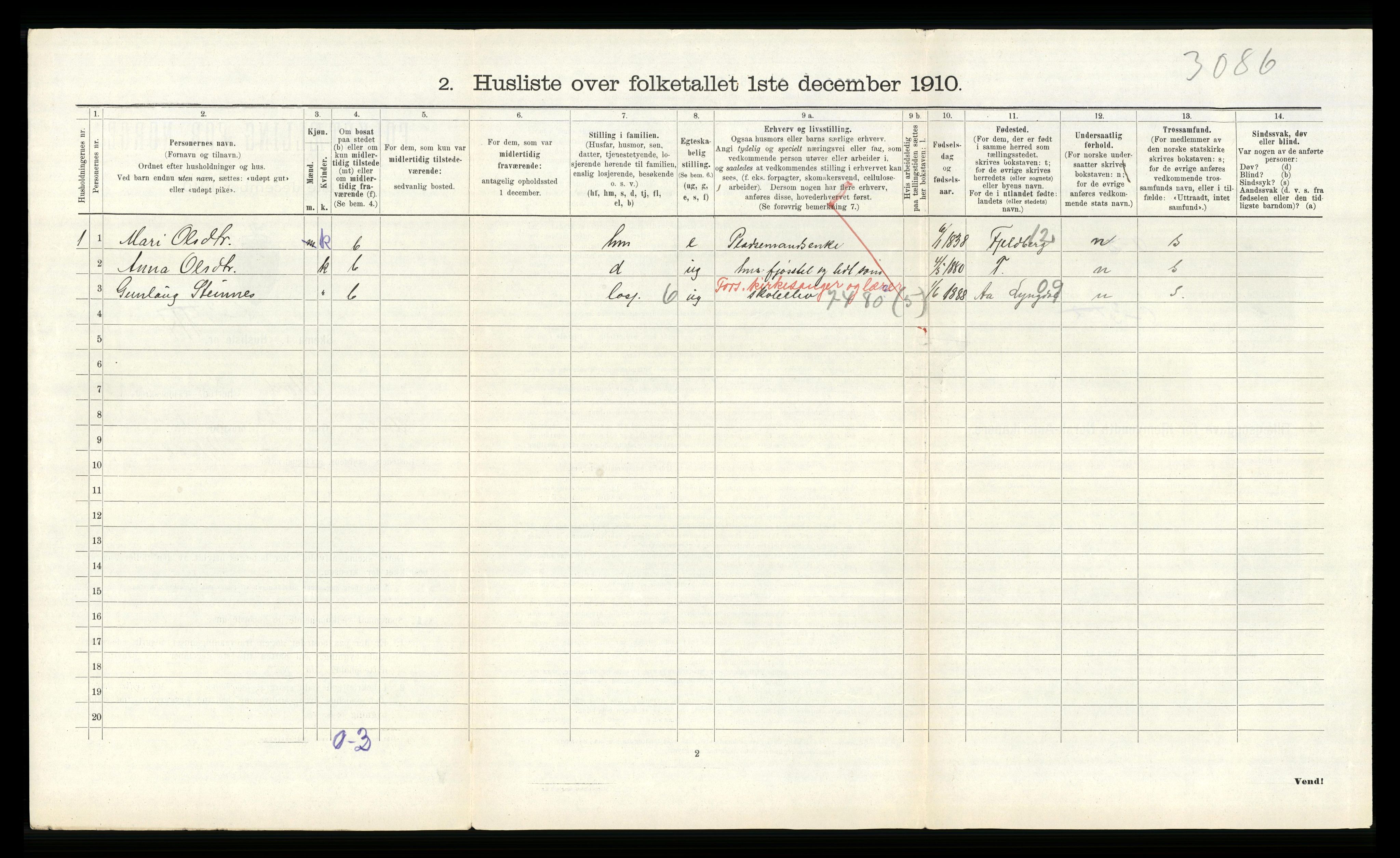 RA, 1910 census for Stord, 1910, p. 854