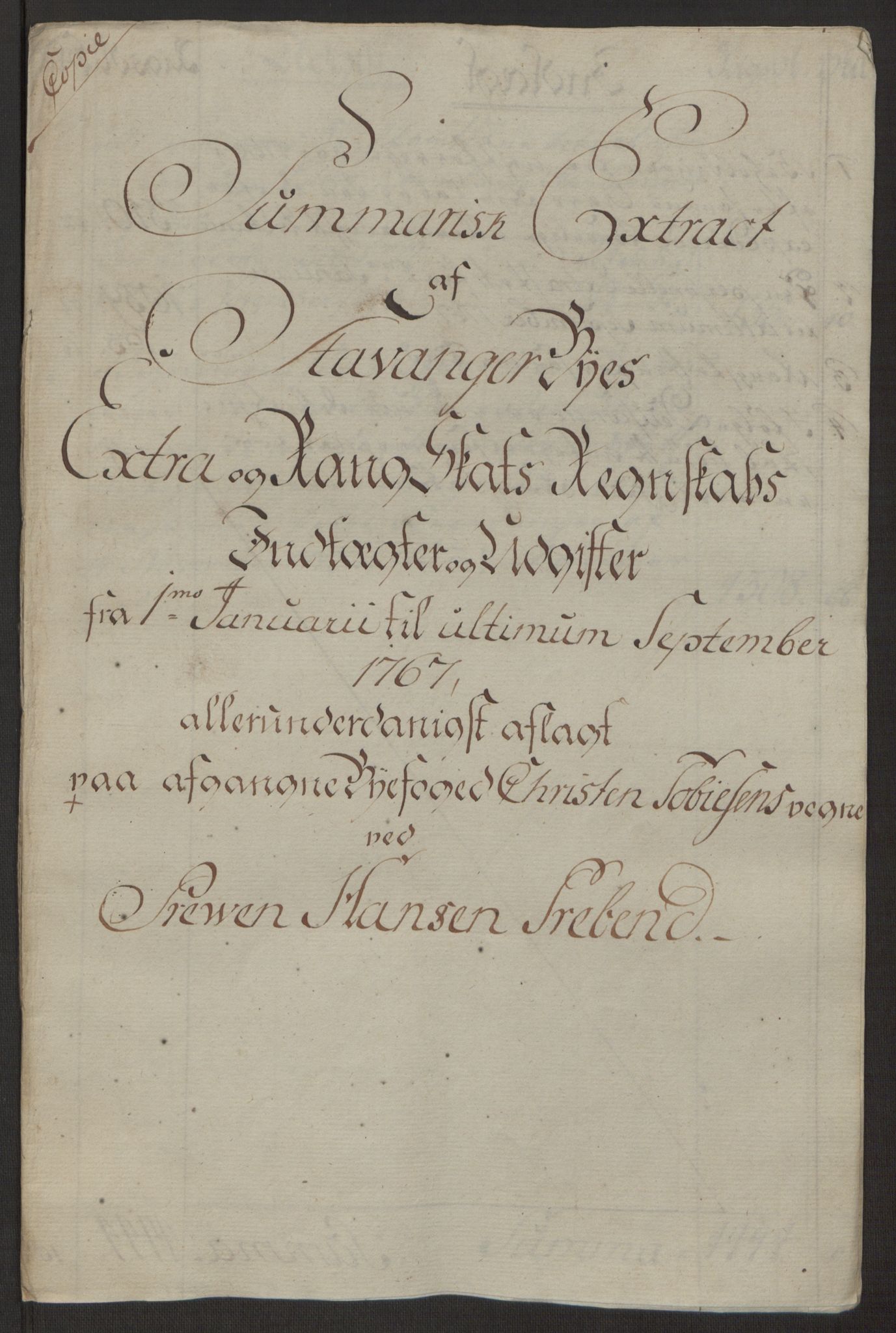 Rentekammeret inntil 1814, Reviderte regnskaper, Byregnskaper, AV/RA-EA-4066/R/Ro/L0305/0001: [O6] Kontribusjonsregnskap / Ekstraskatt, 1762-1768, p. 212