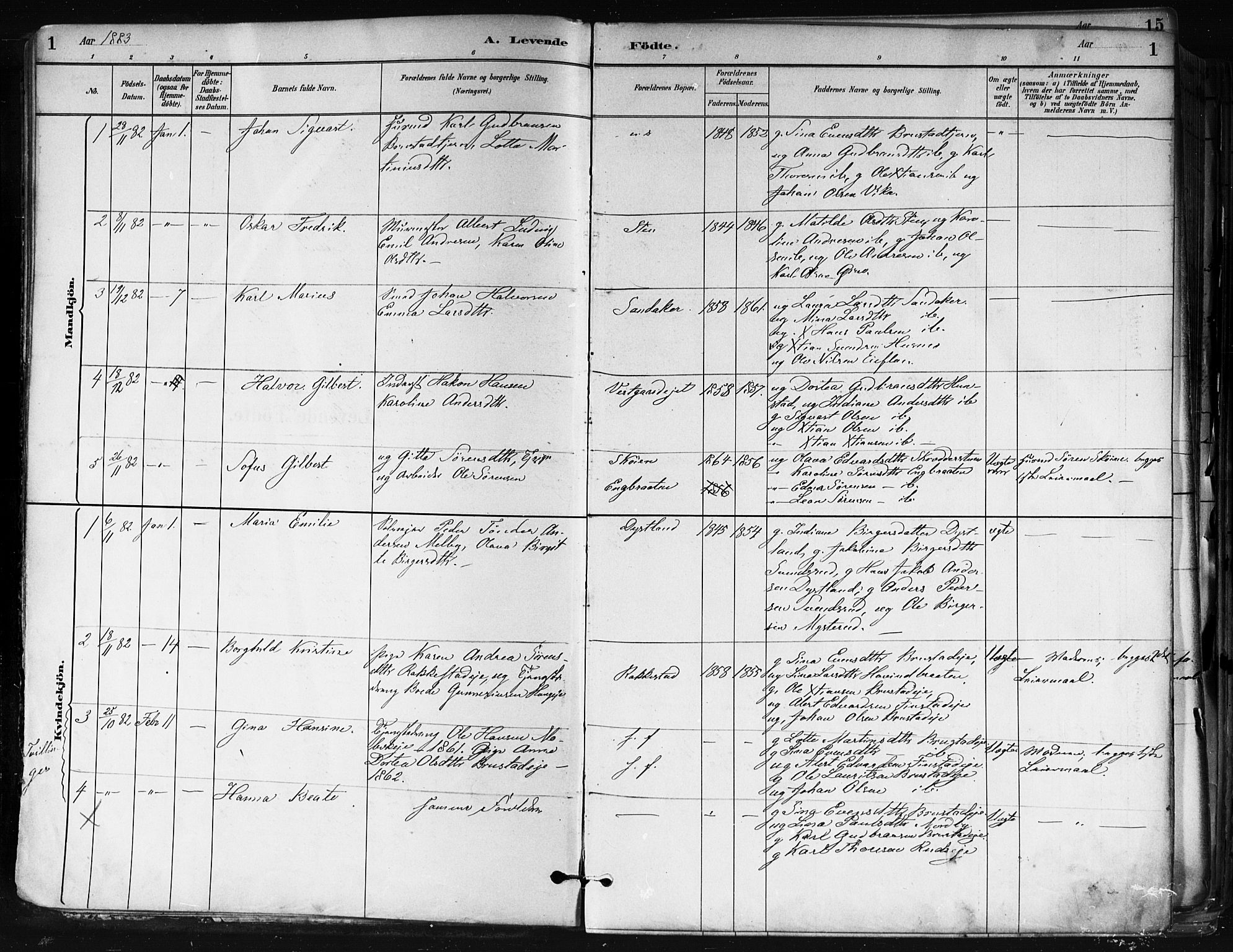 Nes prestekontor Kirkebøker, AV/SAO-A-10410/F/Fa/L0010: Parish register (official) no. I 10, 1883-1898, p. 1