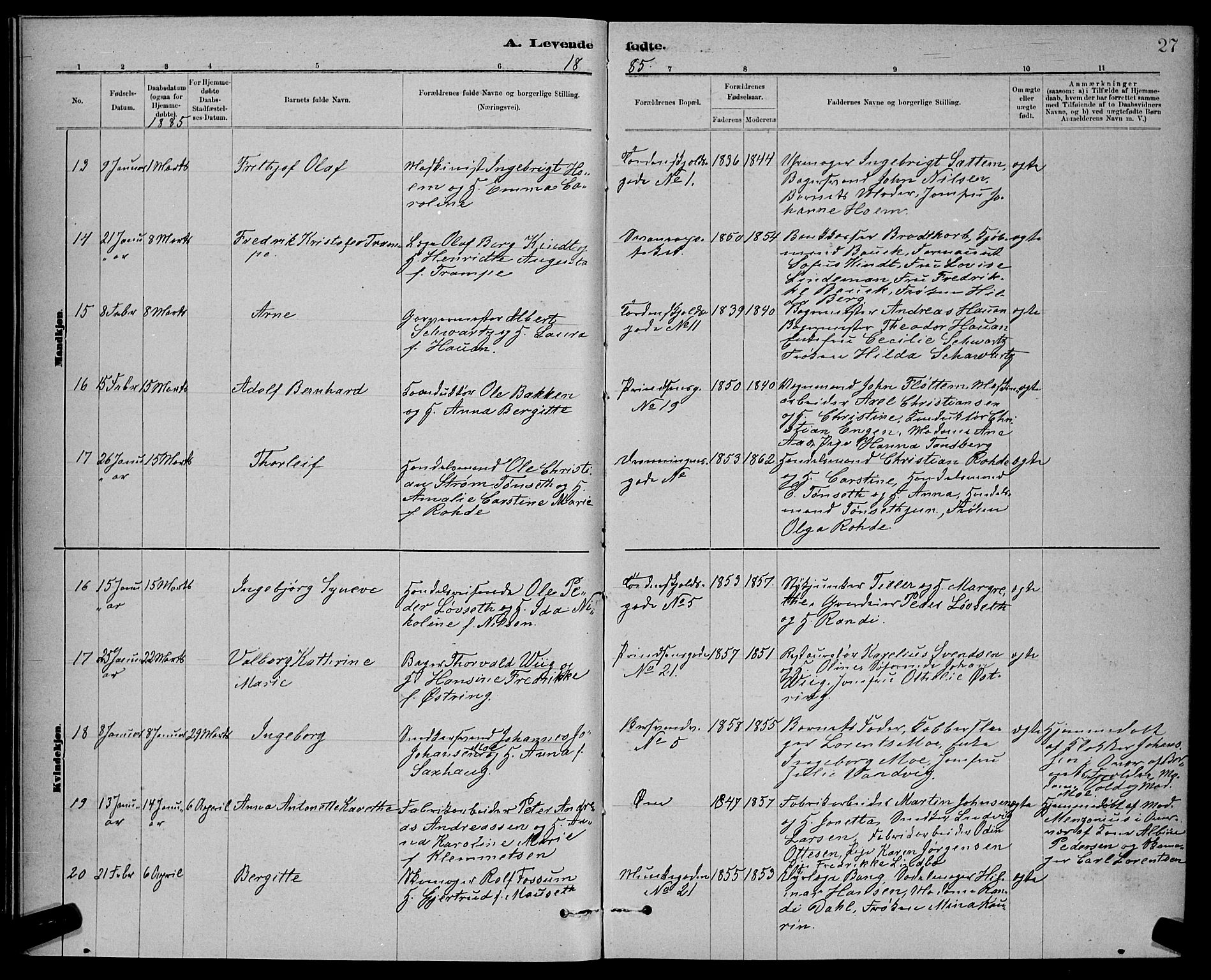 Ministerialprotokoller, klokkerbøker og fødselsregistre - Sør-Trøndelag, AV/SAT-A-1456/601/L0092: Parish register (copy) no. 601C10, 1884-1897, p. 27