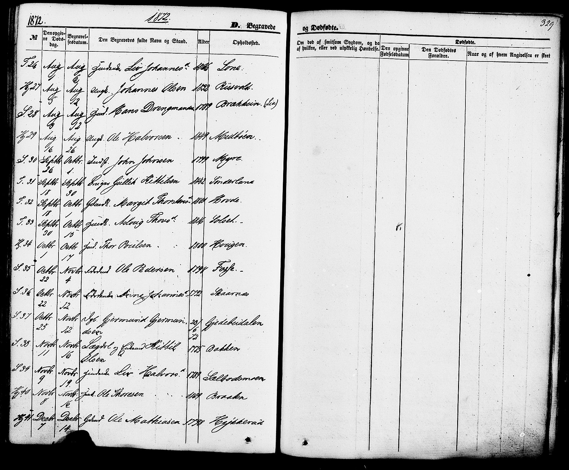 Hjartdal kirkebøker, AV/SAKO-A-270/F/Fa/L0009: Parish register (official) no. I 9, 1860-1879, p. 329