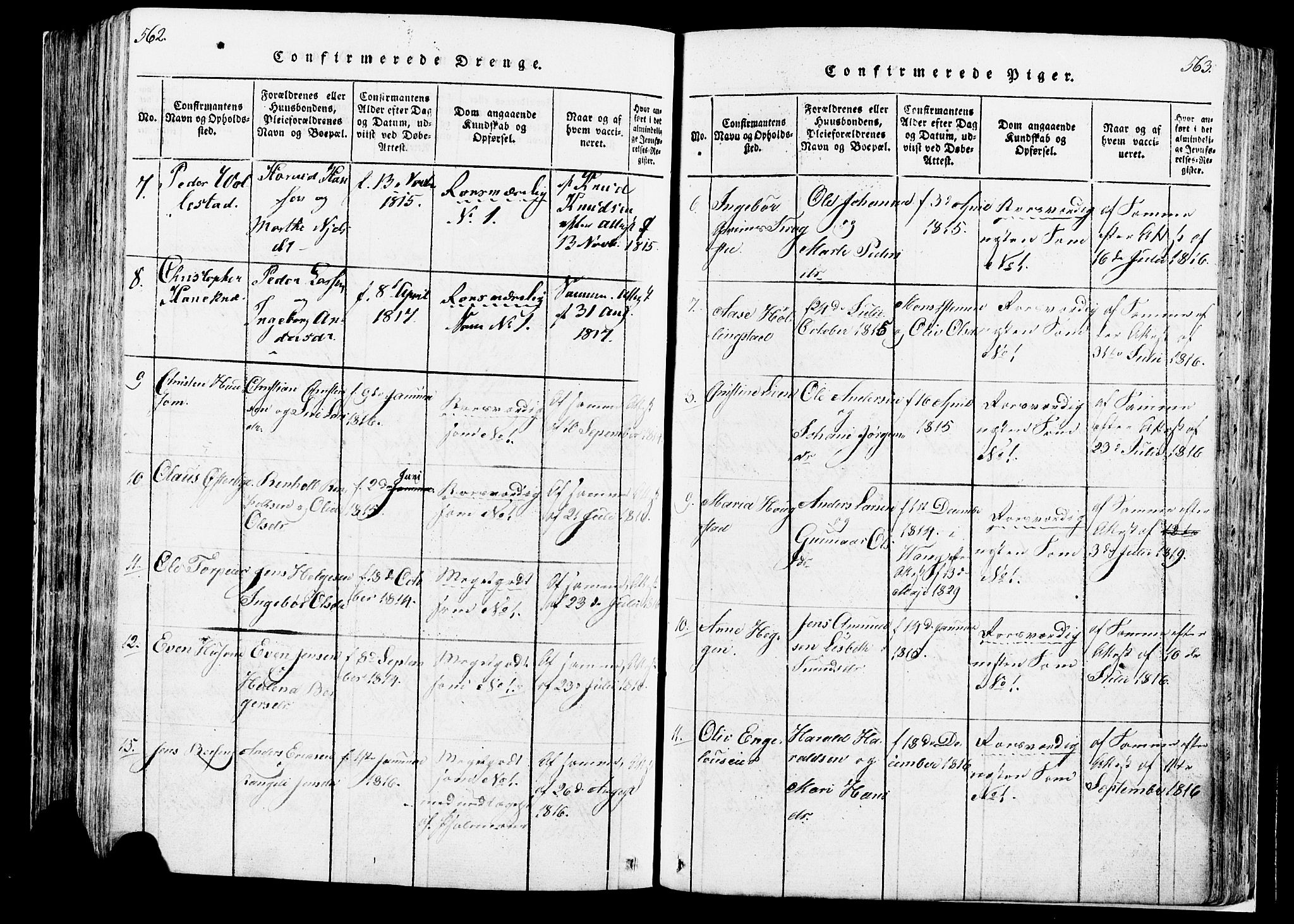 Løten prestekontor, AV/SAH-PREST-022/K/Ka/L0005: Parish register (official) no. 5, 1814-1832, p. 562-563