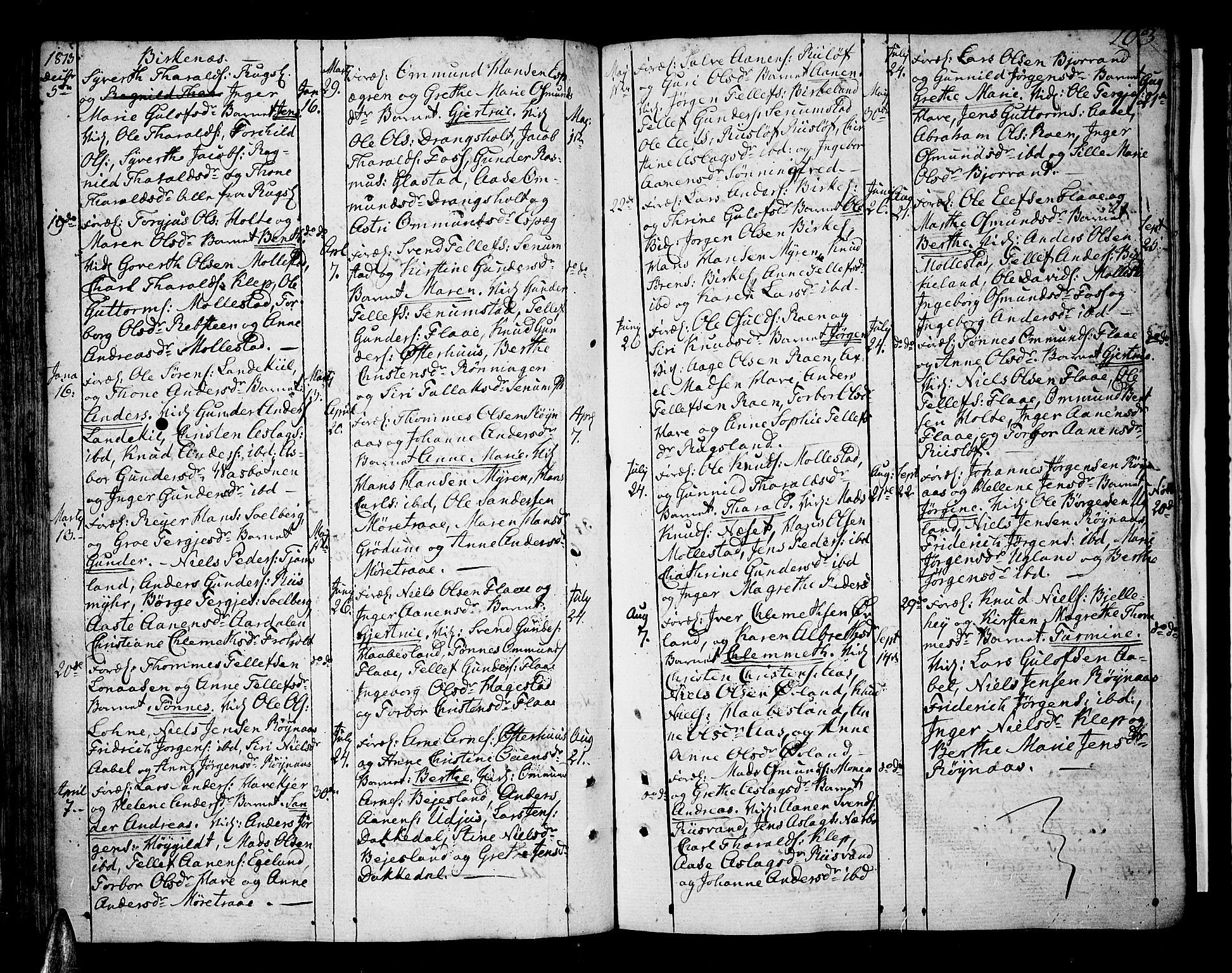 Tveit sokneprestkontor, SAK/1111-0043/F/Fa/L0001: Parish register (official) no. A 1, 1794-1819, p. 103
