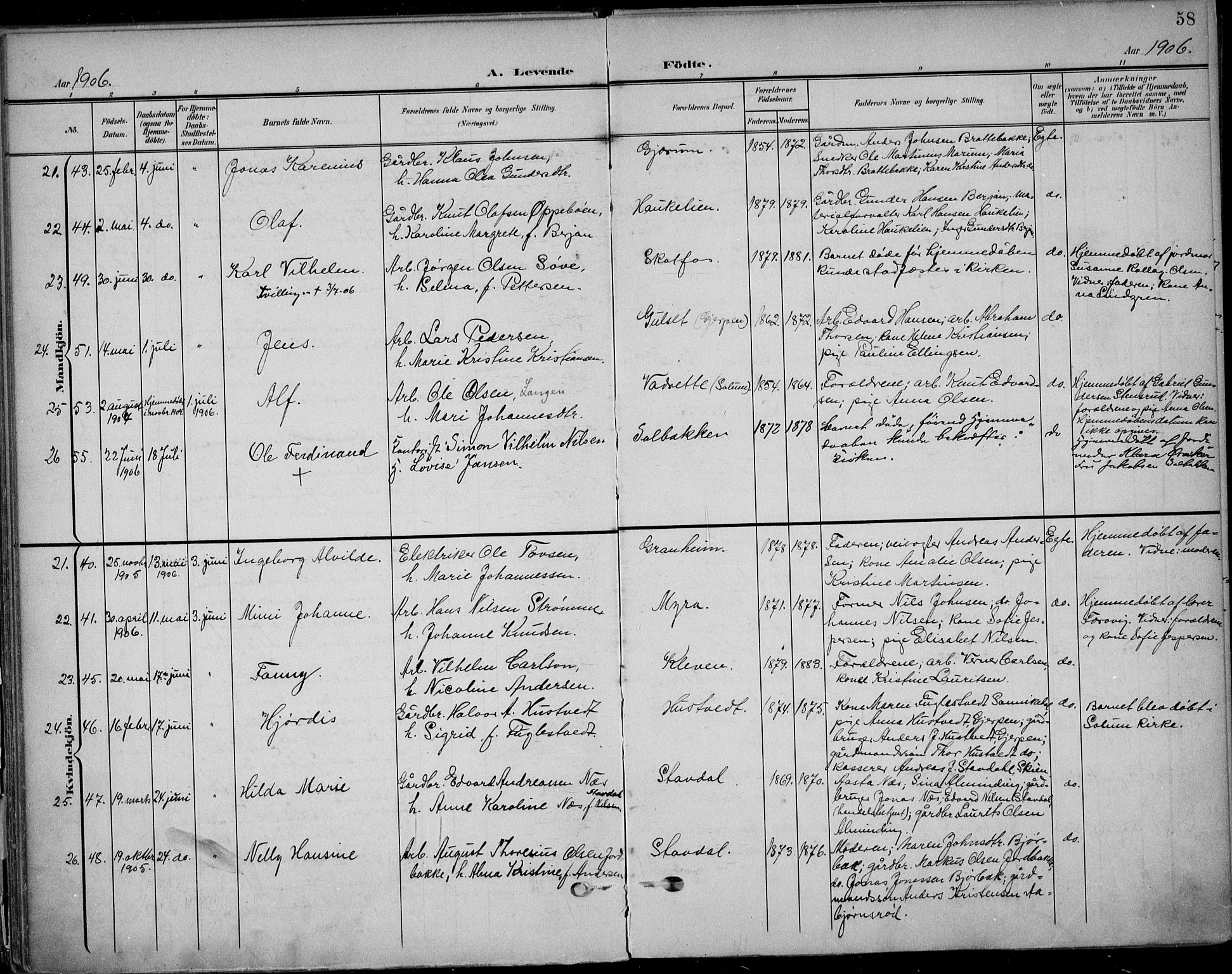 Solum kirkebøker, AV/SAKO-A-306/F/Fb/L0003: Parish register (official) no. II 3, 1901-1912, p. 58