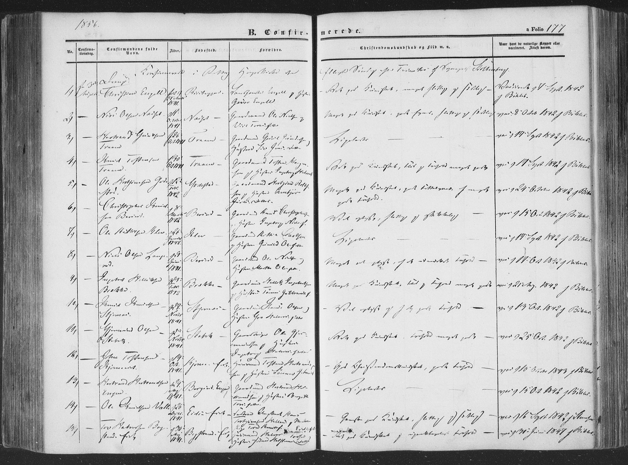 Rollag kirkebøker, AV/SAKO-A-240/F/Fa/L0008: Parish register (official) no. I 8, 1847-1860, p. 177