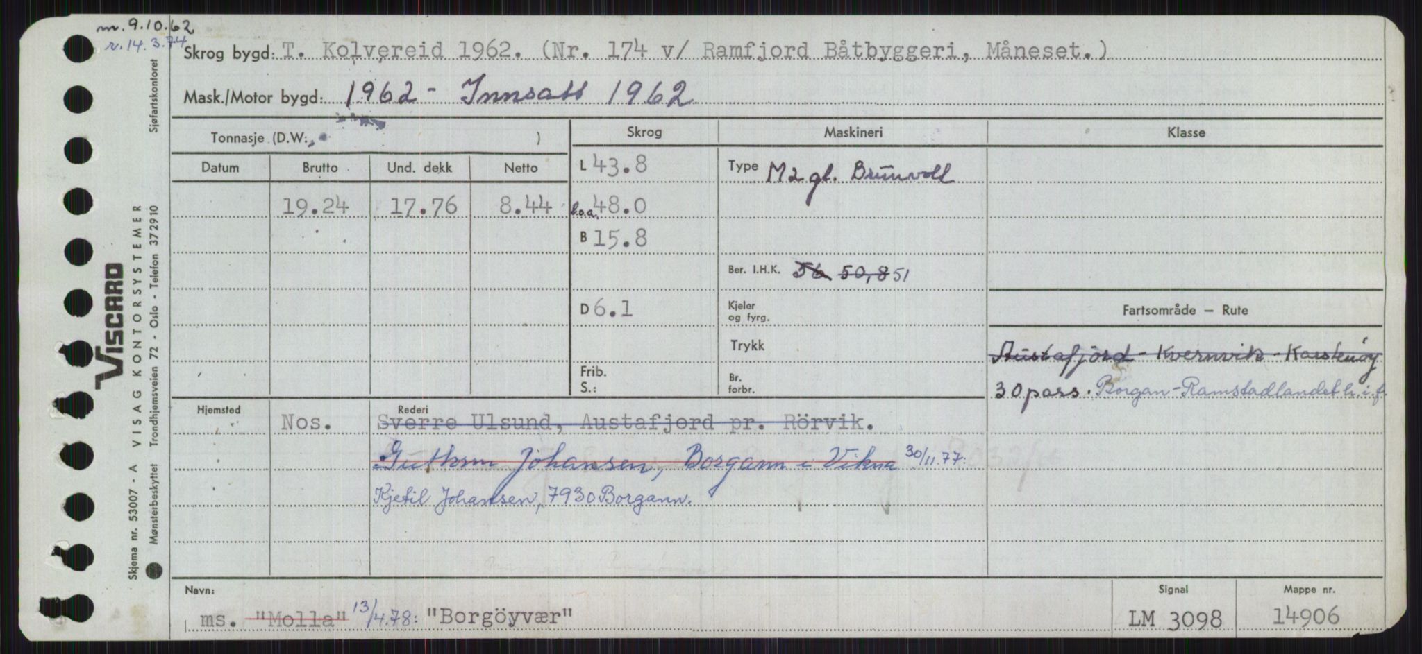 Sjøfartsdirektoratet med forløpere, Skipsmålingen, RA/S-1627/H/Ha/L0001/0002: Fartøy, A-Eig / Fartøy Bjør-Eig, p. 157