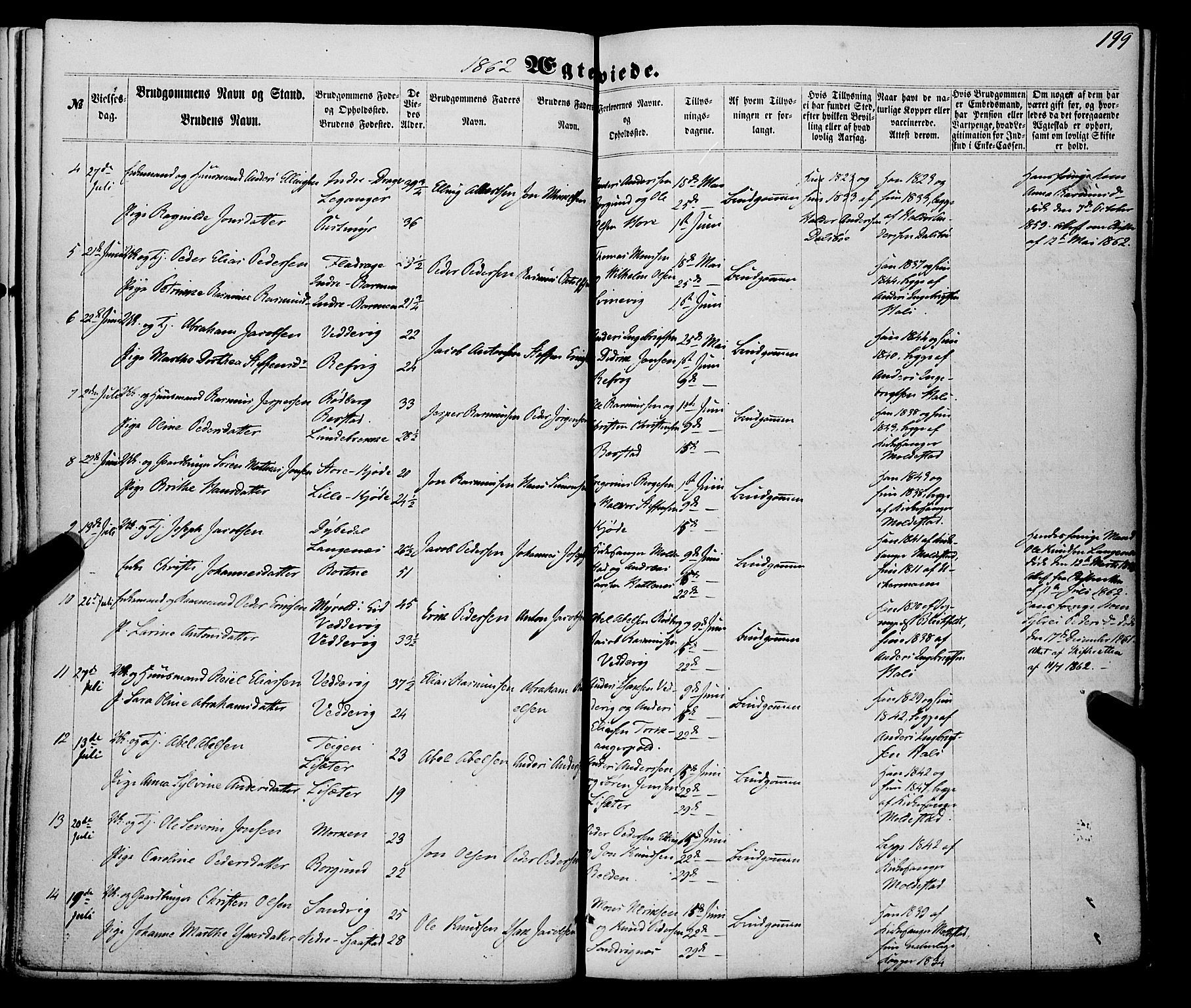 Selje sokneprestembete, AV/SAB-A-99938/H/Ha/Haa/Haaa: Parish register (official) no. A 11, 1858-1870, p. 199