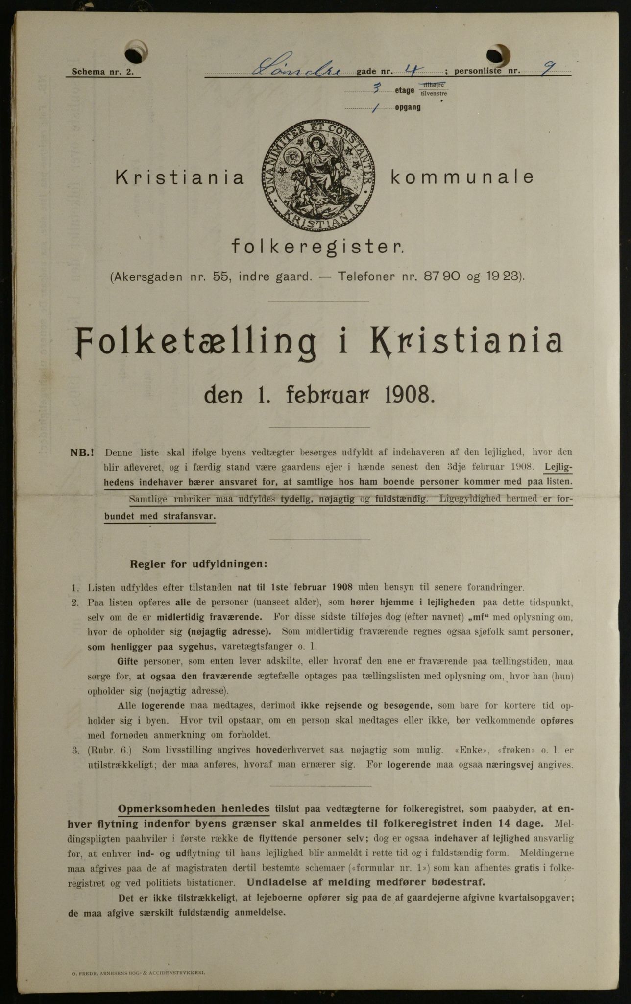 OBA, Municipal Census 1908 for Kristiania, 1908, p. 95569