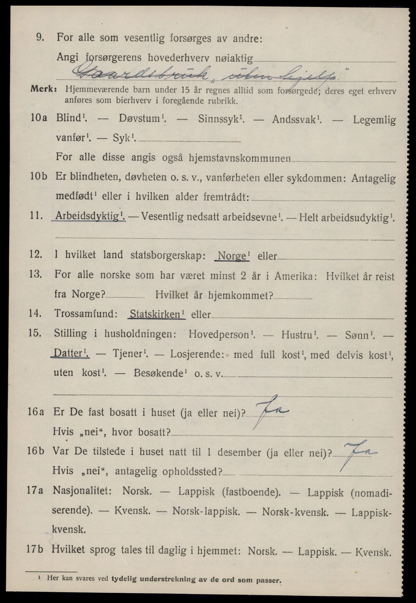 SAT, 1920 census for Hemne, 1920, p. 1815