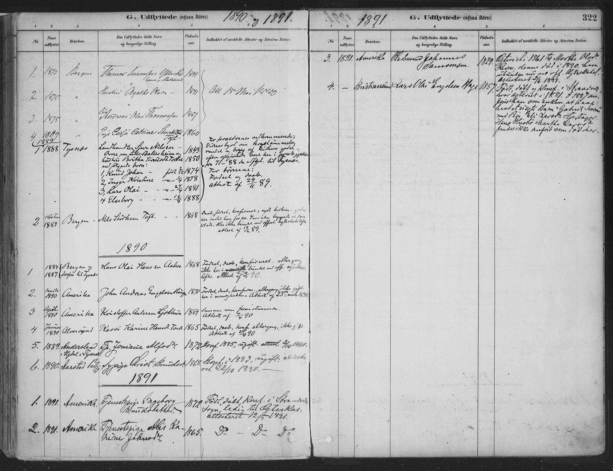 Fusa sokneprestembete, SAB/A-75401/H/Haa: Parish register (official) no. D 1, 1880-1938, p. 322