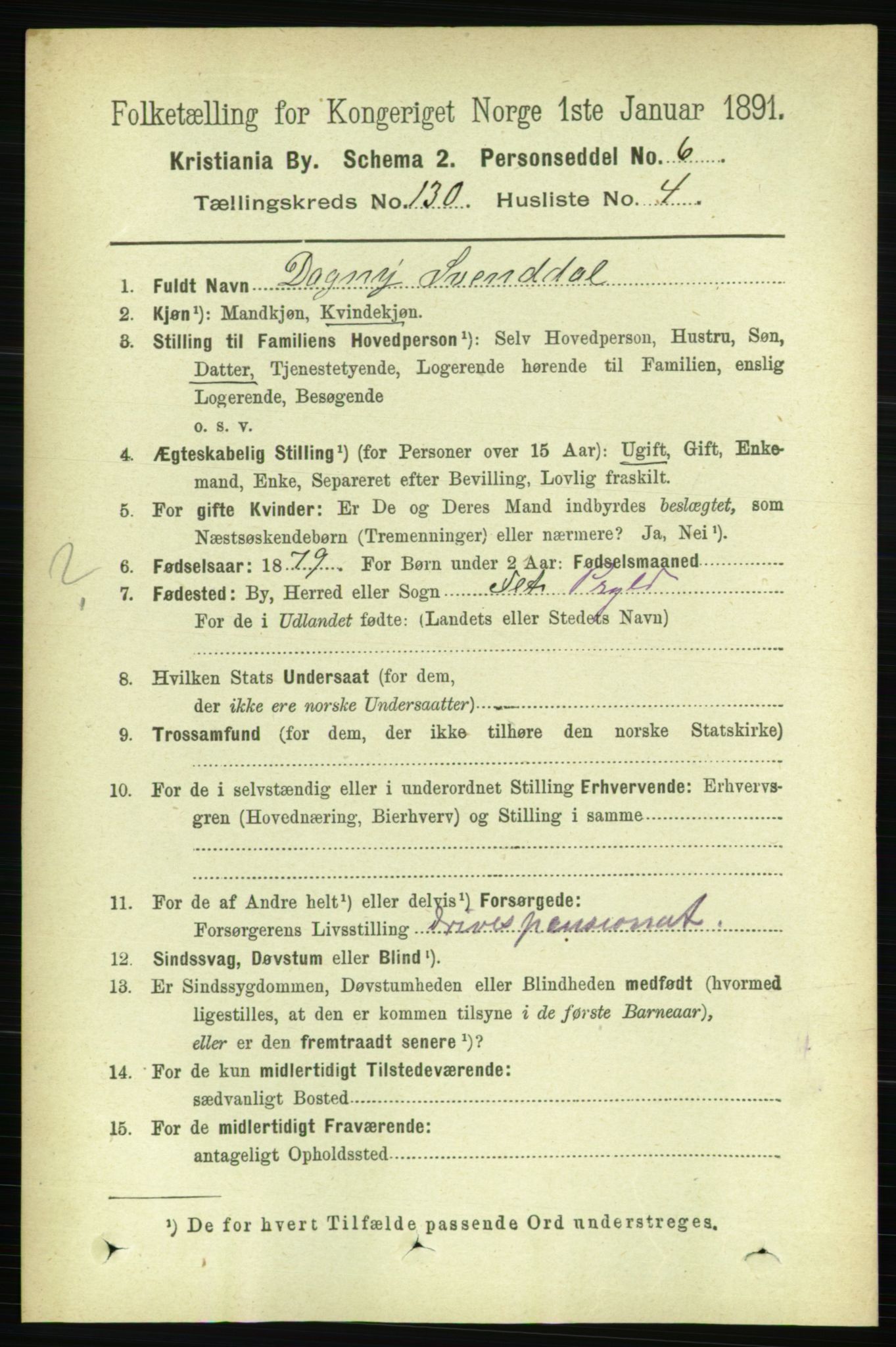RA, 1891 census for 0301 Kristiania, 1891, p. 70099