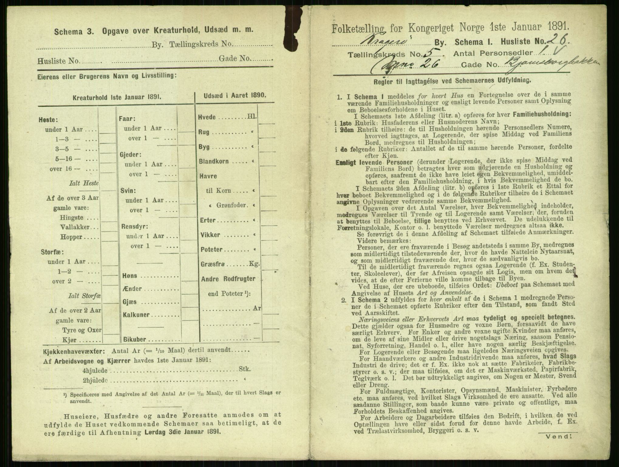 RA, 1891 census for 0801 Kragerø, 1891, p. 470