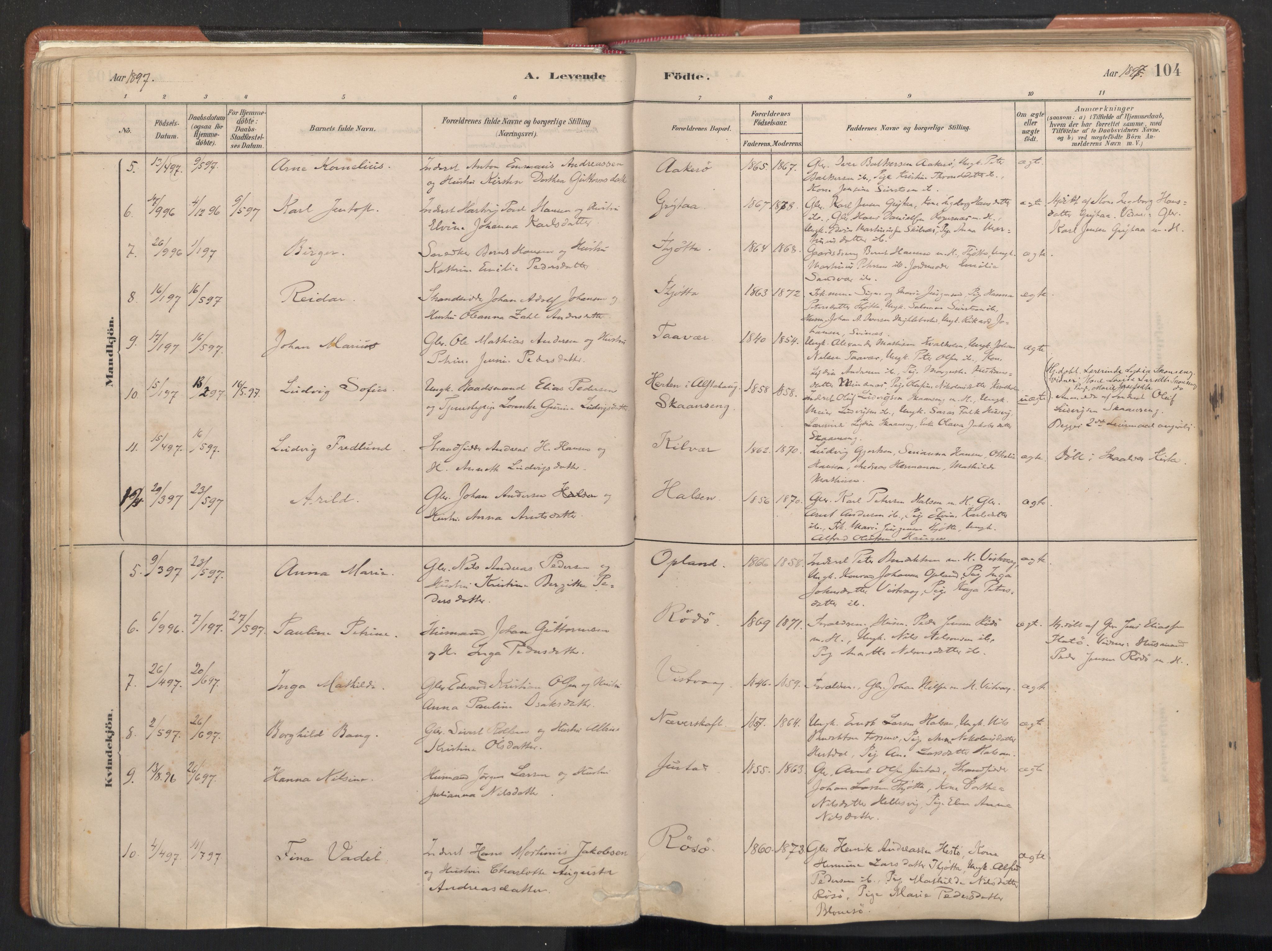 Ministerialprotokoller, klokkerbøker og fødselsregistre - Nordland, SAT/A-1459/817/L0264: Parish register (official) no. 817A04, 1878-1907, p. 104
