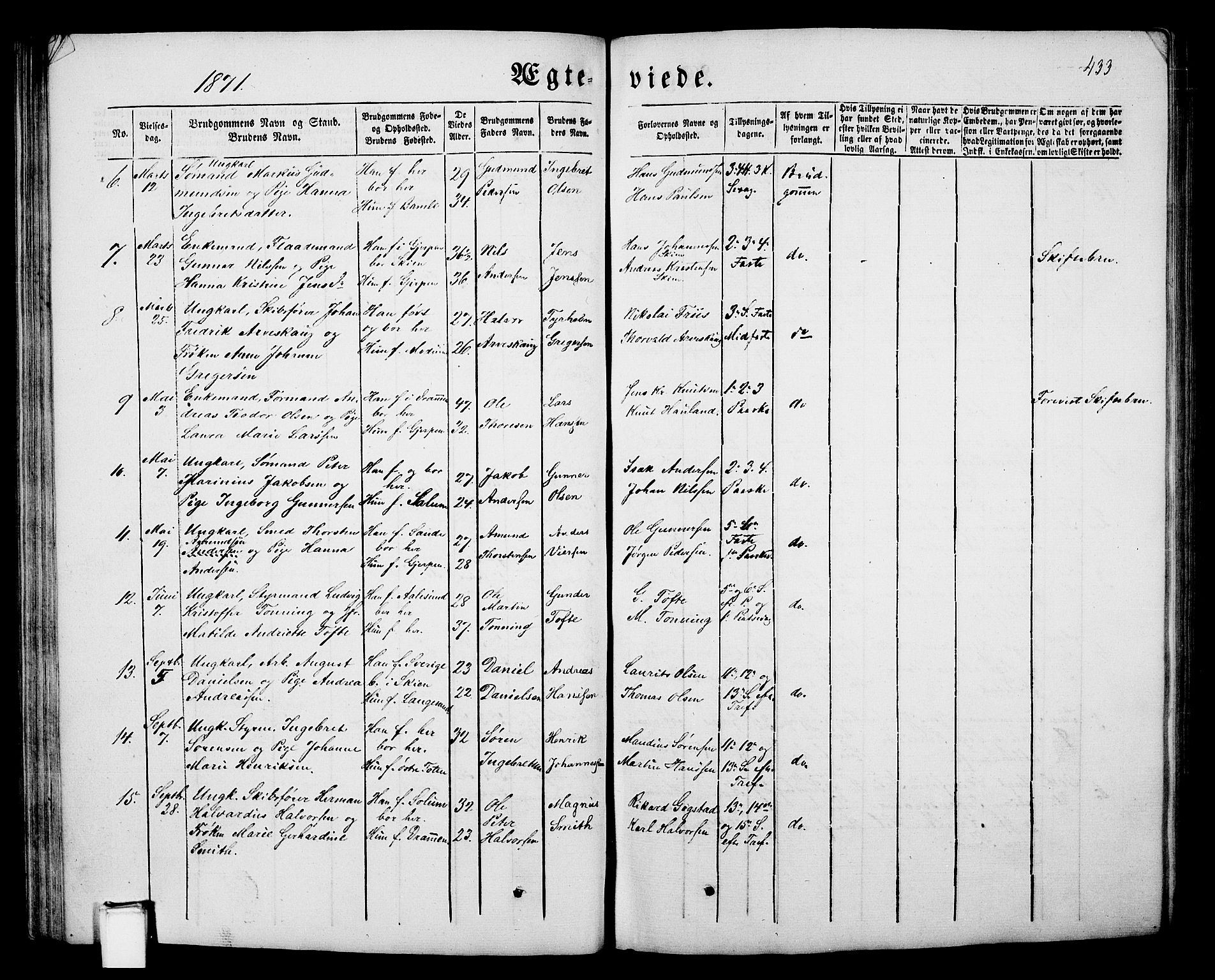 Porsgrunn kirkebøker , SAKO/A-104/G/Gb/L0004: Parish register (copy) no. II 4, 1853-1882, p. 433