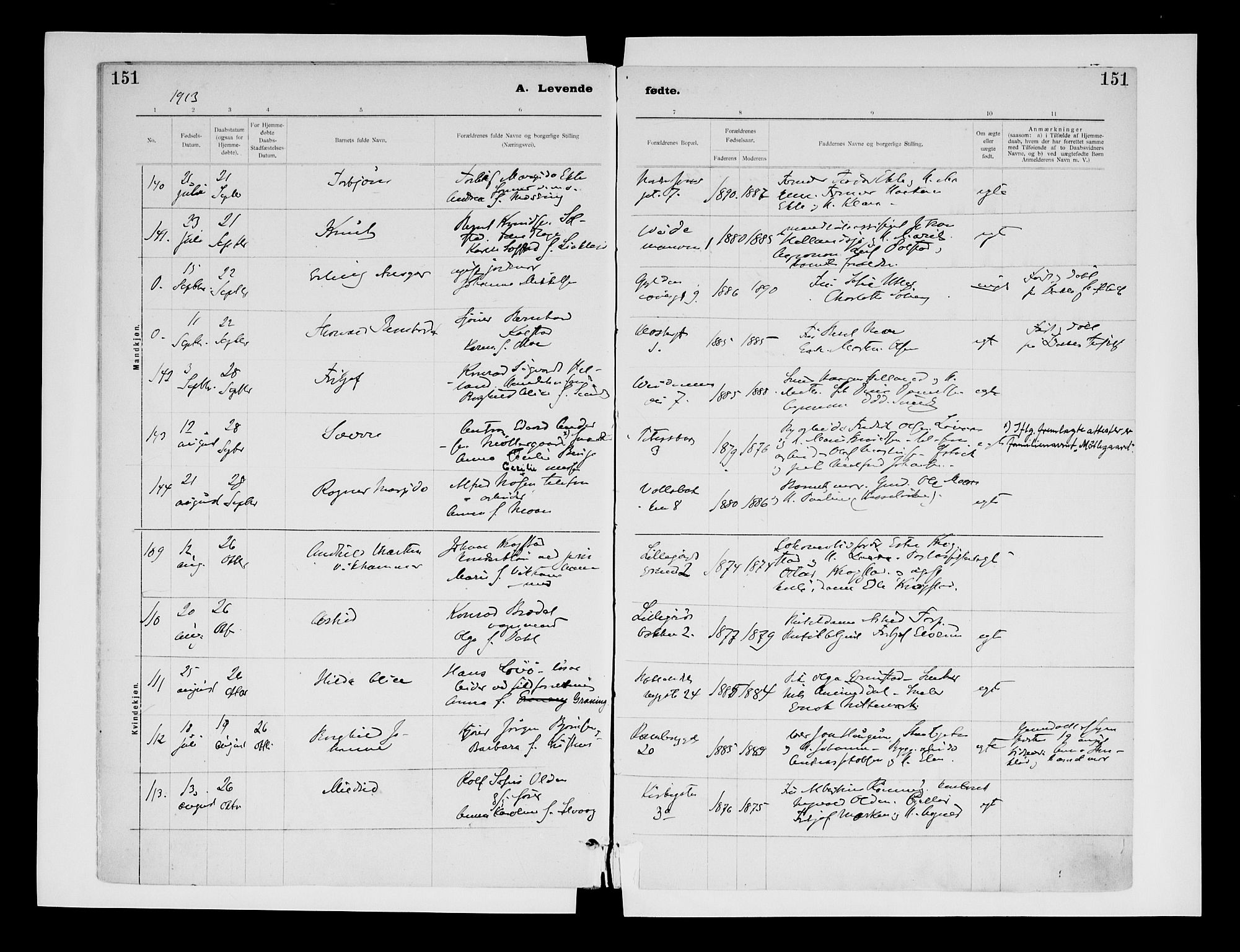 Ministerialprotokoller, klokkerbøker og fødselsregistre - Sør-Trøndelag, AV/SAT-A-1456/604/L0203: Parish register (official) no. 604A23, 1908-1916, p. 151