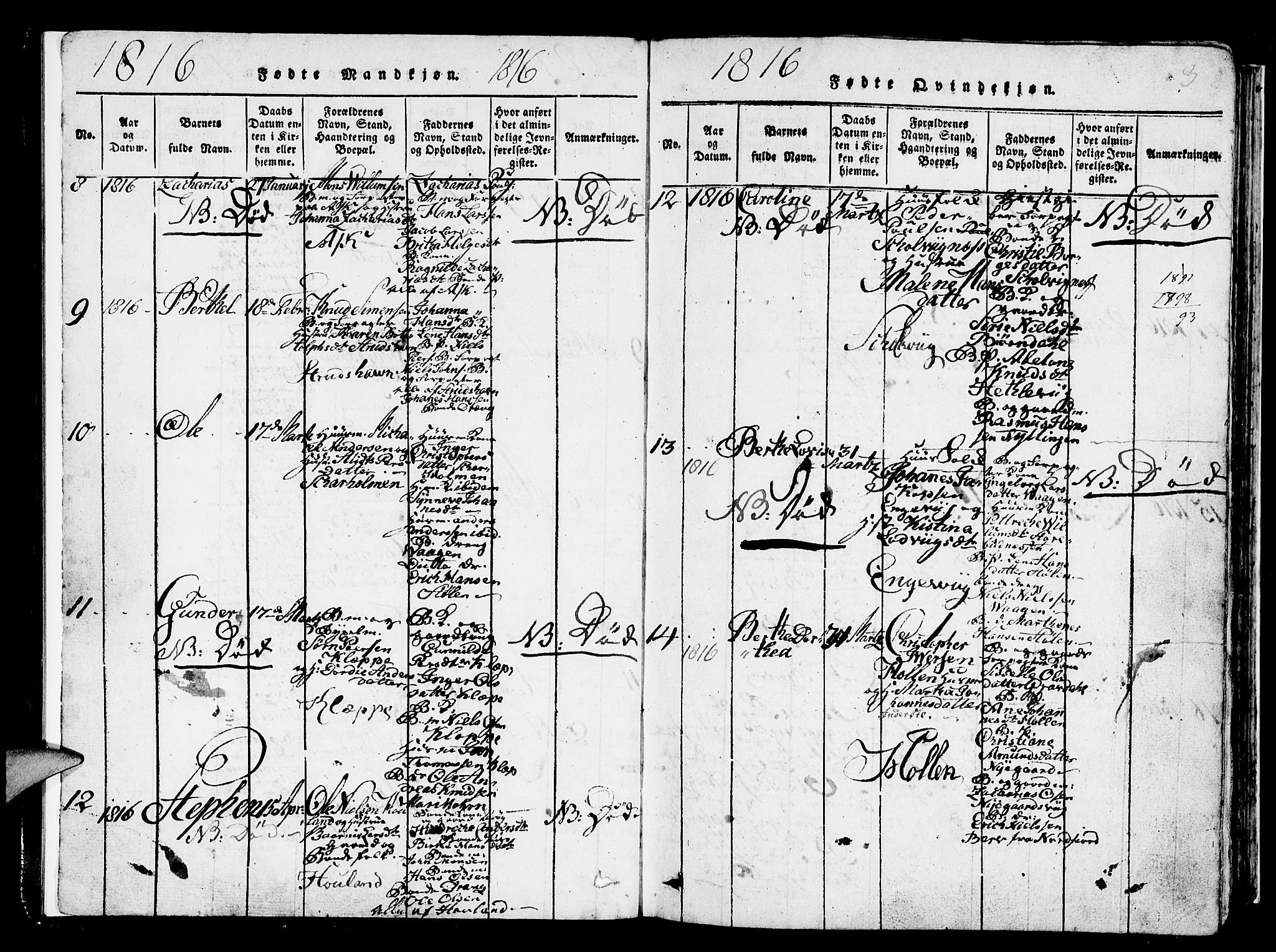 Askøy Sokneprestembete, SAB/A-74101/H/Ha/Hab/Haba/L0002: Parish register (copy) no. A 2, 1815-1846, p. 3