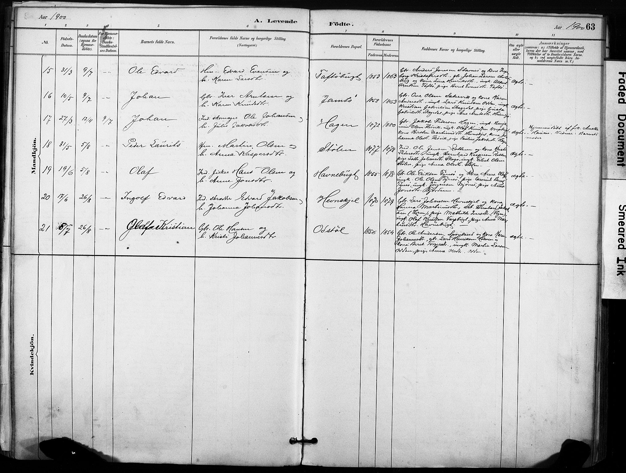 Ministerialprotokoller, klokkerbøker og fødselsregistre - Sør-Trøndelag, SAT/A-1456/633/L0518: Parish register (official) no. 633A01, 1884-1906, p. 63