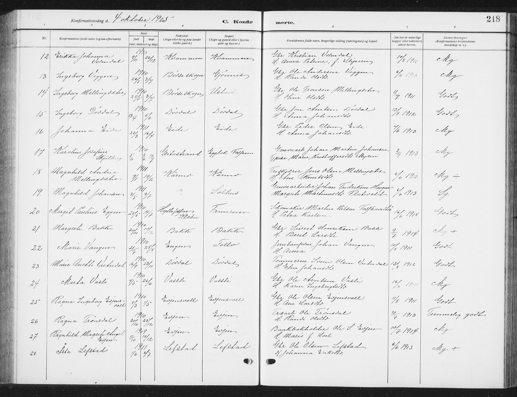 Ministerialprotokoller, klokkerbøker og fødselsregistre - Sør-Trøndelag, SAT/A-1456/668/L0820: Parish register (copy) no. 668C09, 1912-1936, p. 218