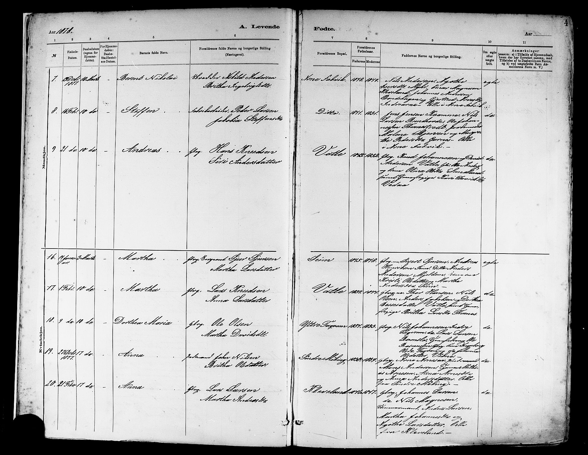 Haus sokneprestembete, AV/SAB-A-75601/H/Haa: Parish register (official) no. A 19I, 1878-1886, p. 4