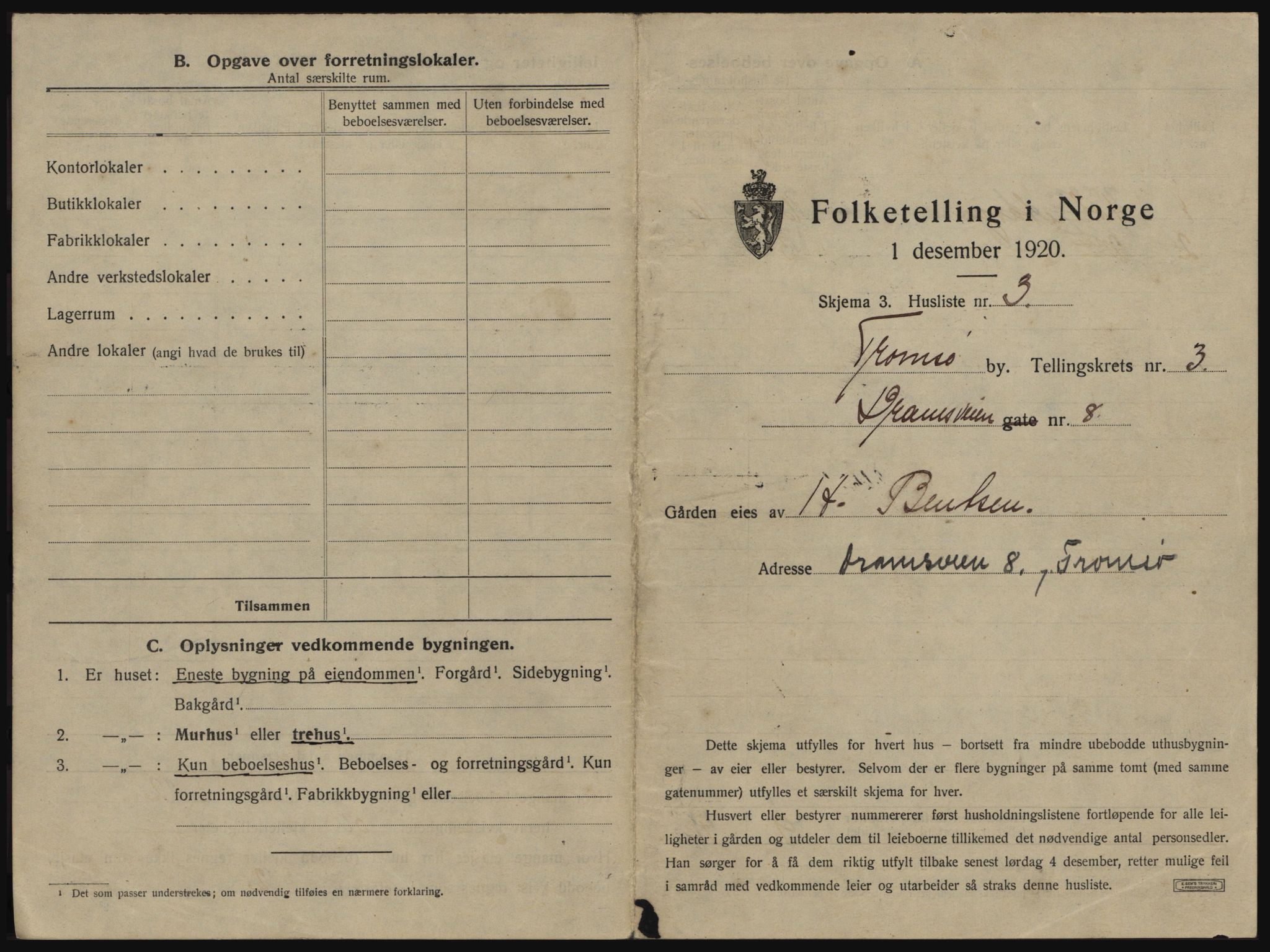 SATØ, 1920 census for Tromsø, 1920, p. 431