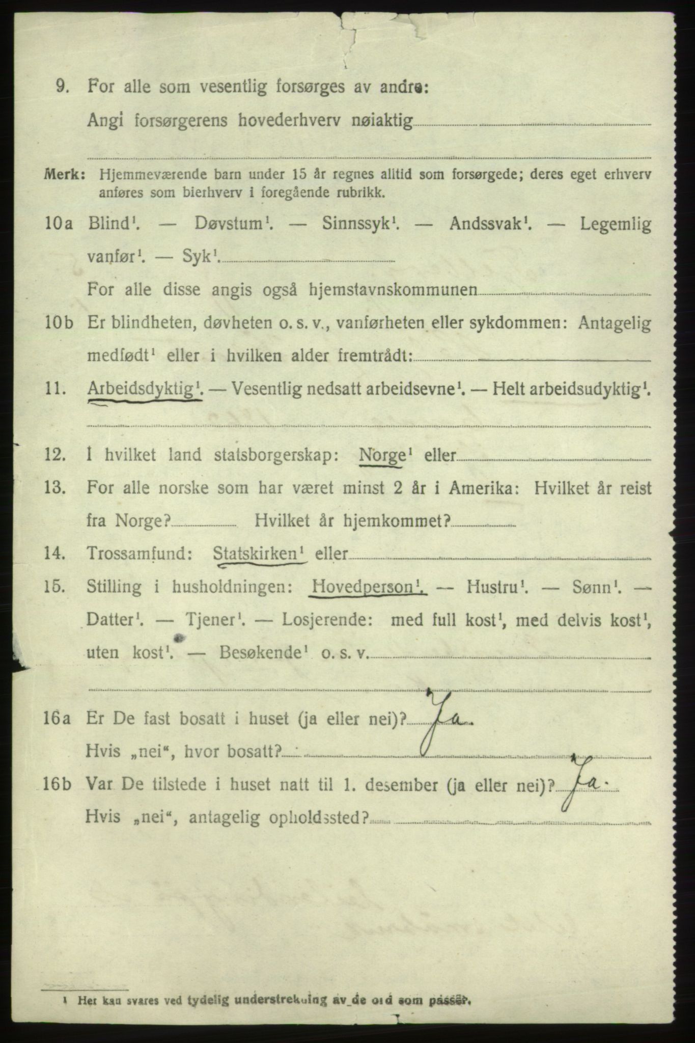 SAB, 1920 census for Fjelberg, 1920, p. 1564