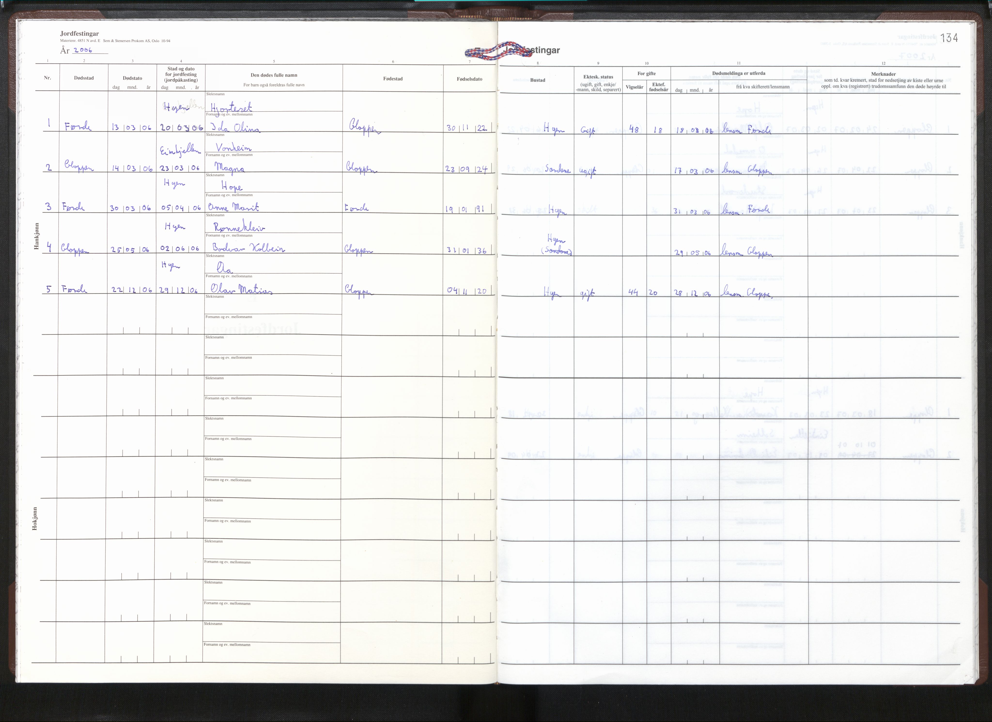 Gloppen sokneprestembete, AV/SAB-A-80101/H/Haa/Haae/L0006: Parish register (official) no. E 6, 2006-2013, p. 133b-134a