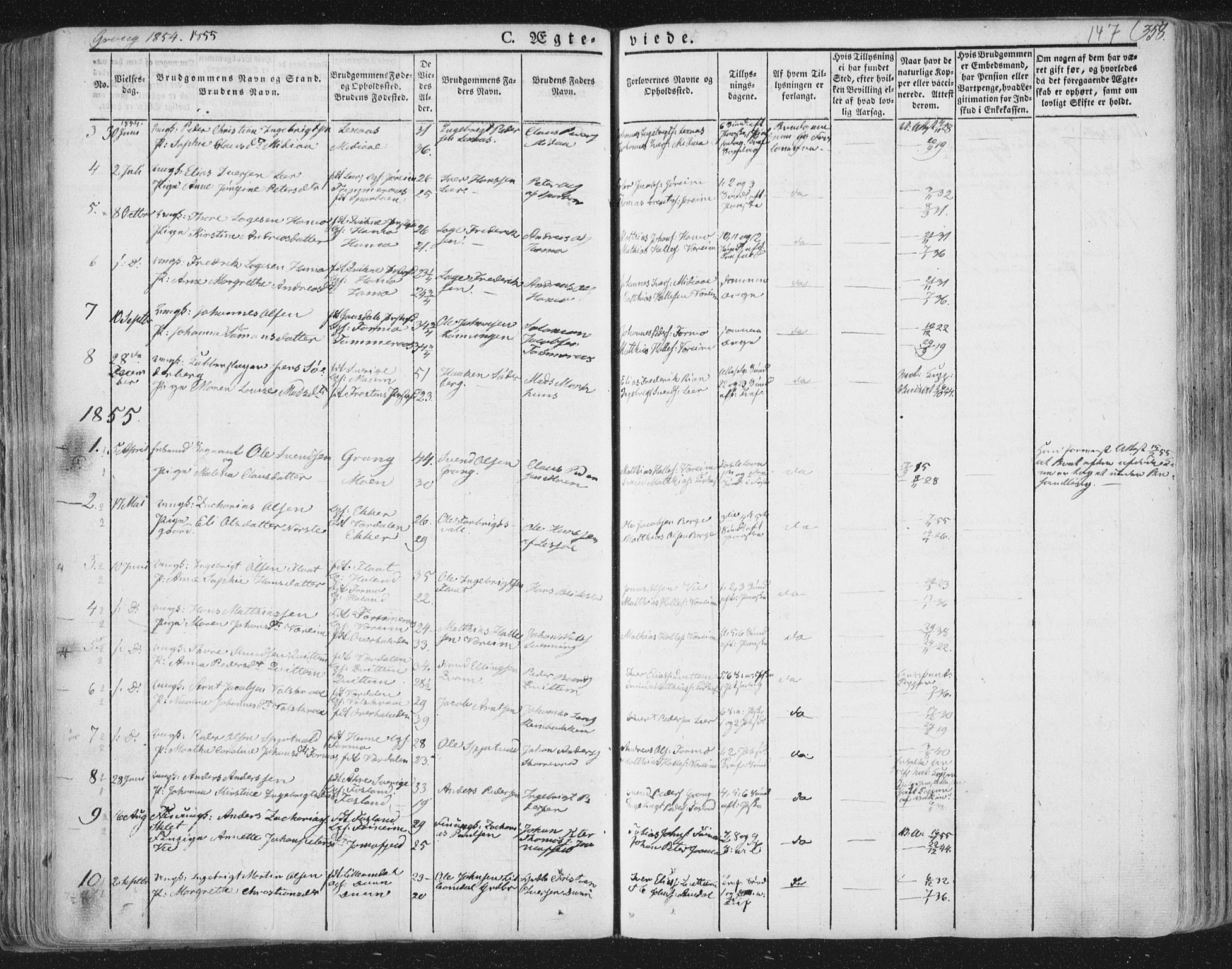 Ministerialprotokoller, klokkerbøker og fødselsregistre - Nord-Trøndelag, SAT/A-1458/758/L0513: Parish register (official) no. 758A02 /1, 1839-1868, p. 147