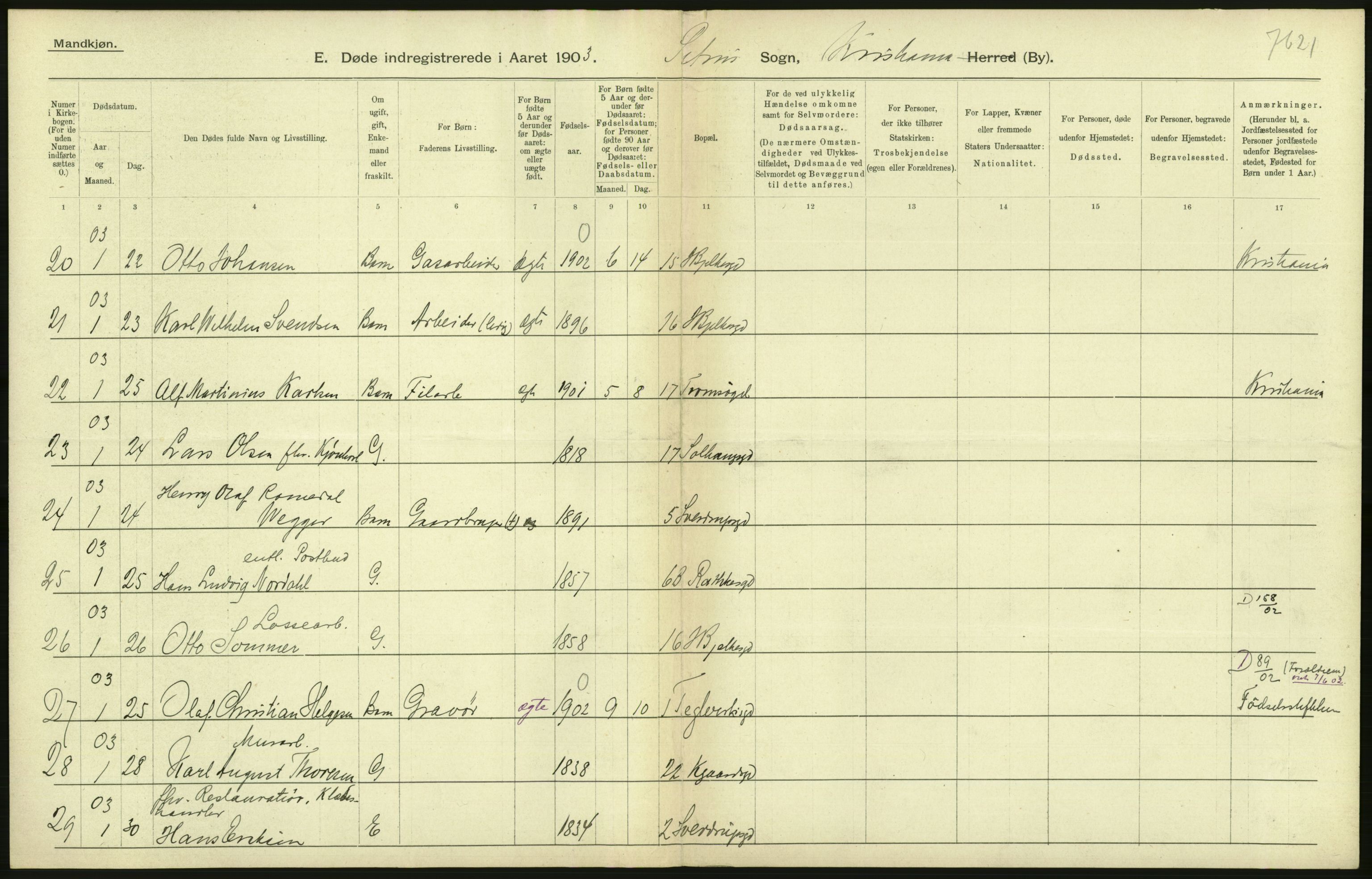 Statistisk sentralbyrå, Sosiodemografiske emner, Befolkning, AV/RA-S-2228/D/Df/Dfa/Dfaa/L0004: Kristiania: Gifte, døde, 1903, p. 334