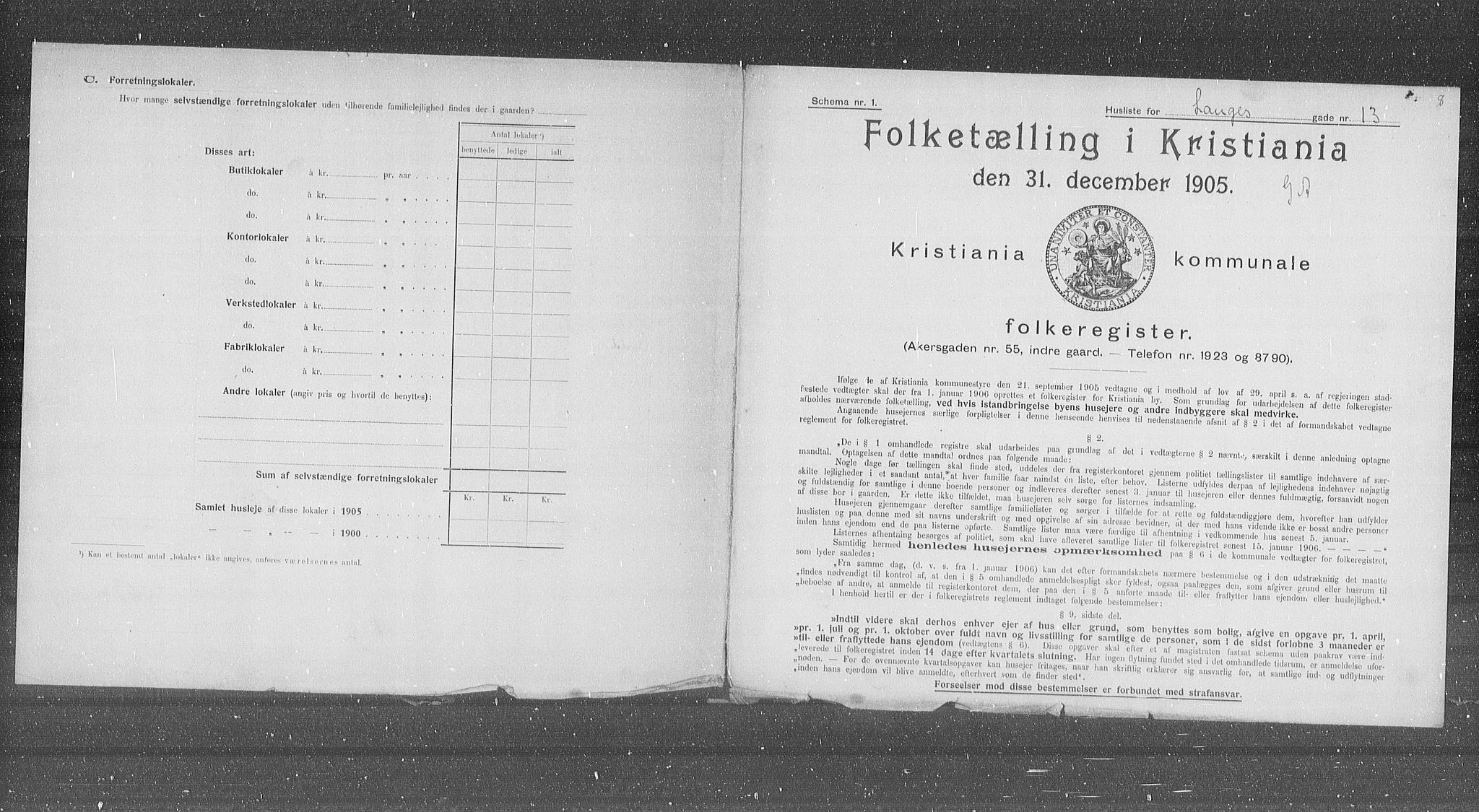 OBA, Municipal Census 1905 for Kristiania, 1905, p. 29591