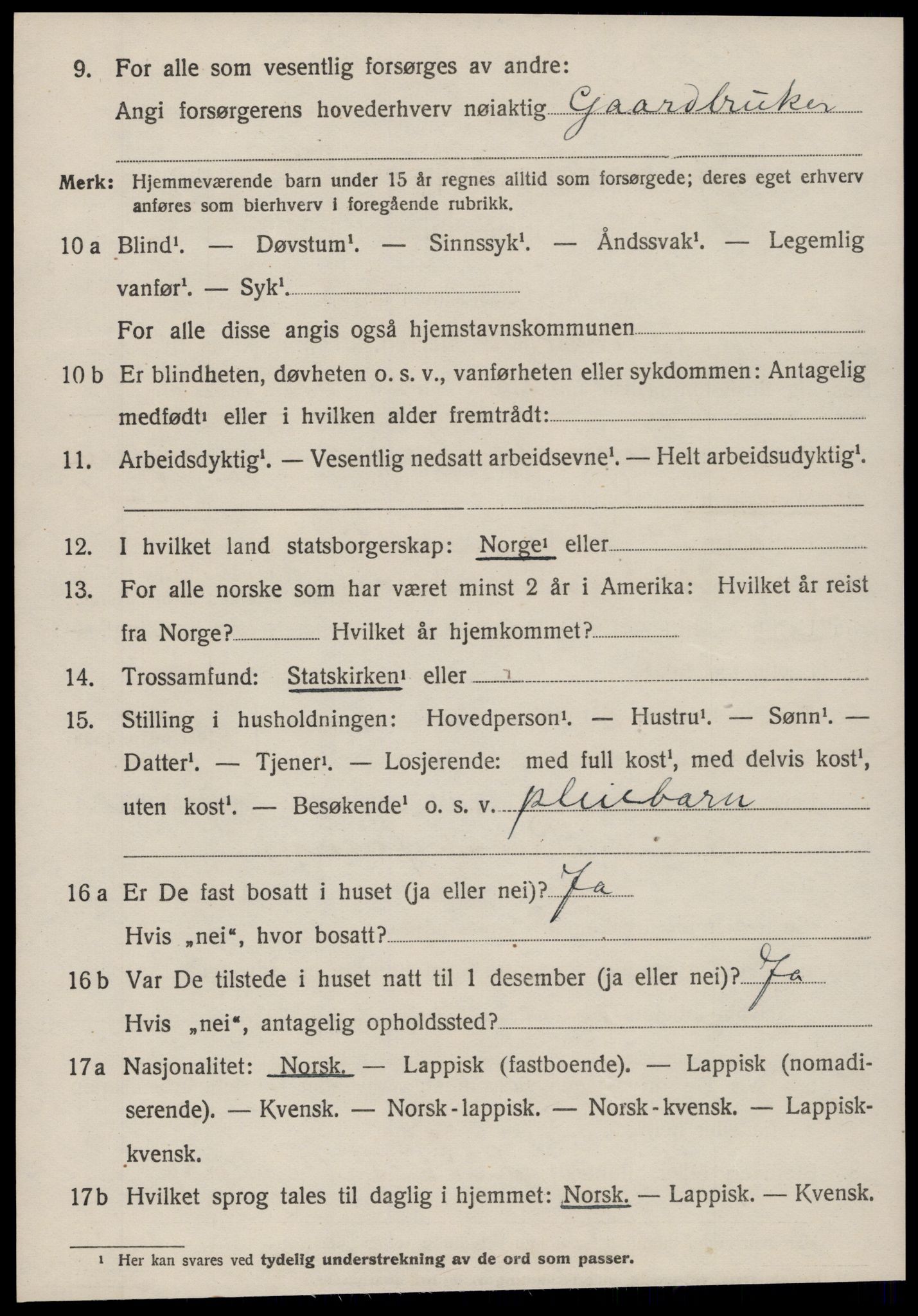 SAT, 1920 census for Sandstad, 1920, p. 646