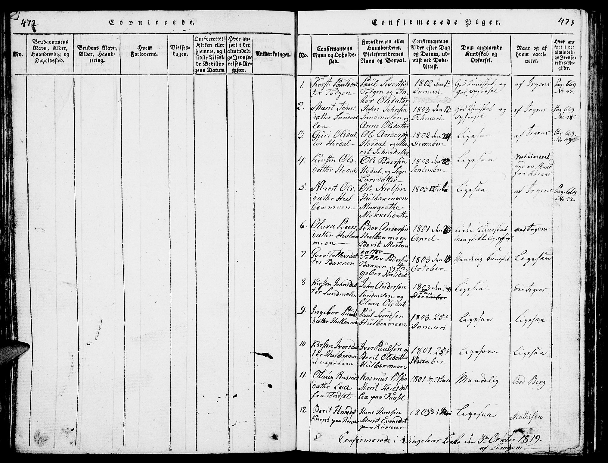 Tolga prestekontor, SAH/PREST-062/L/L0001: Parish register (copy) no. 1, 1814-1877, p. 472-473