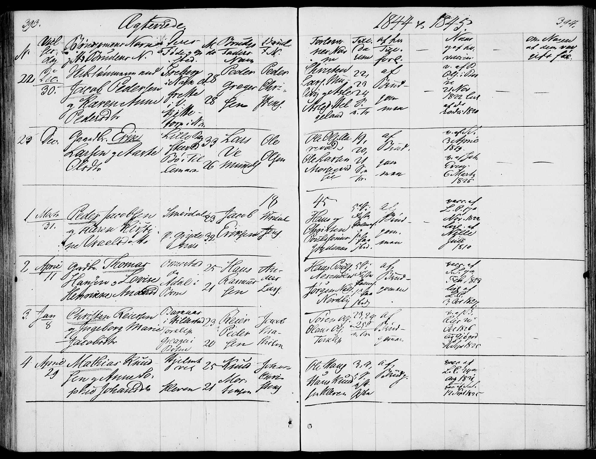 Våle kirkebøker, AV/SAKO-A-334/F/Fa/L0009a: Parish register (official) no. I 9A, 1839-1860, p. 393-394