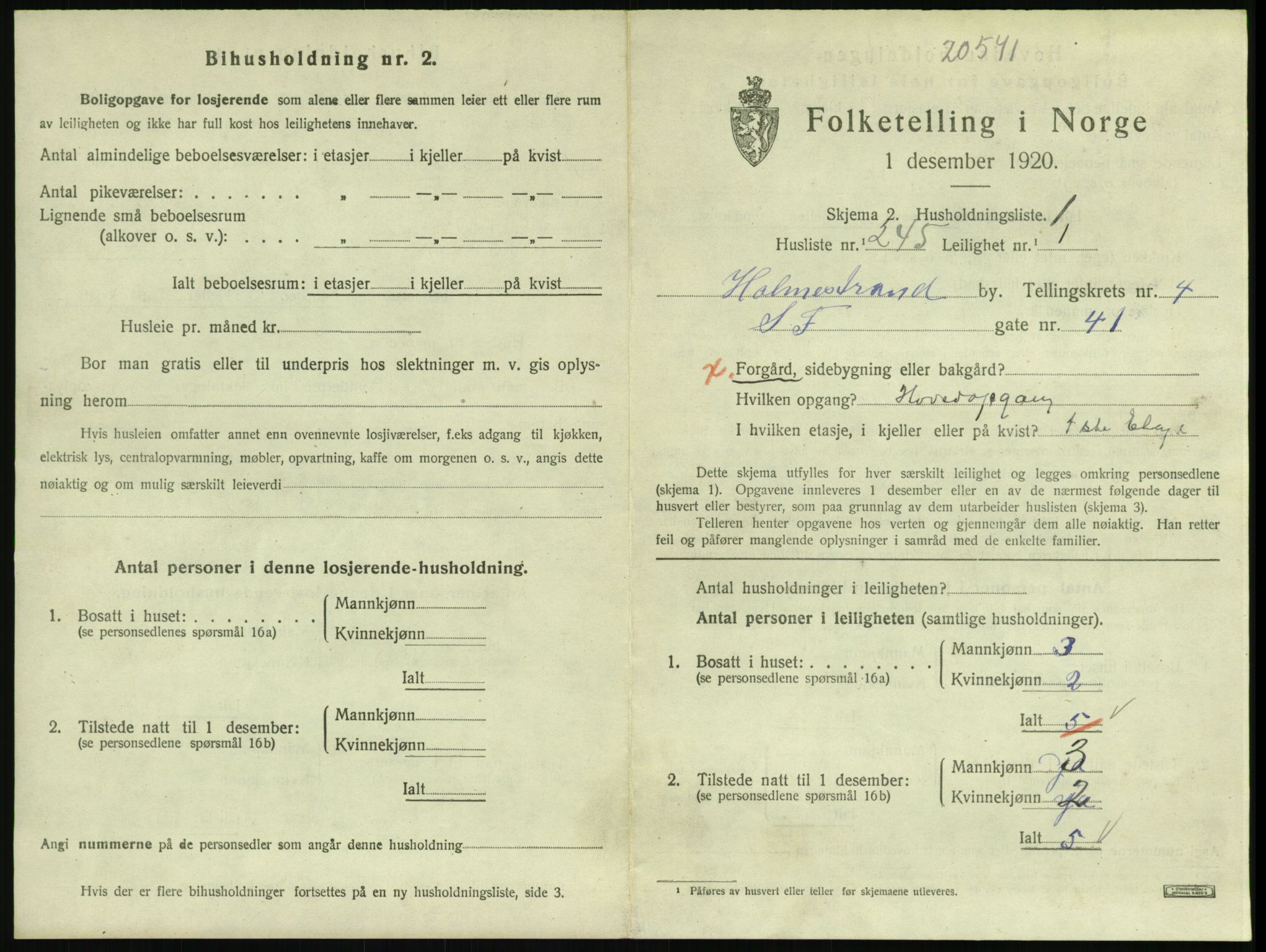 SAKO, 1920 census for Holmestrand, 1920, p. 1770