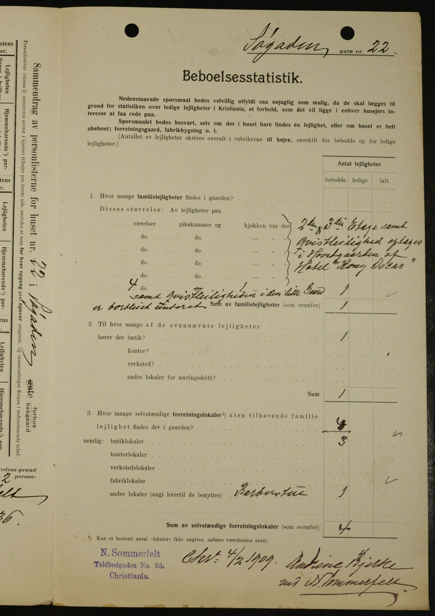 OBA, Municipal Census 1909 for Kristiania, 1909, p. 96310