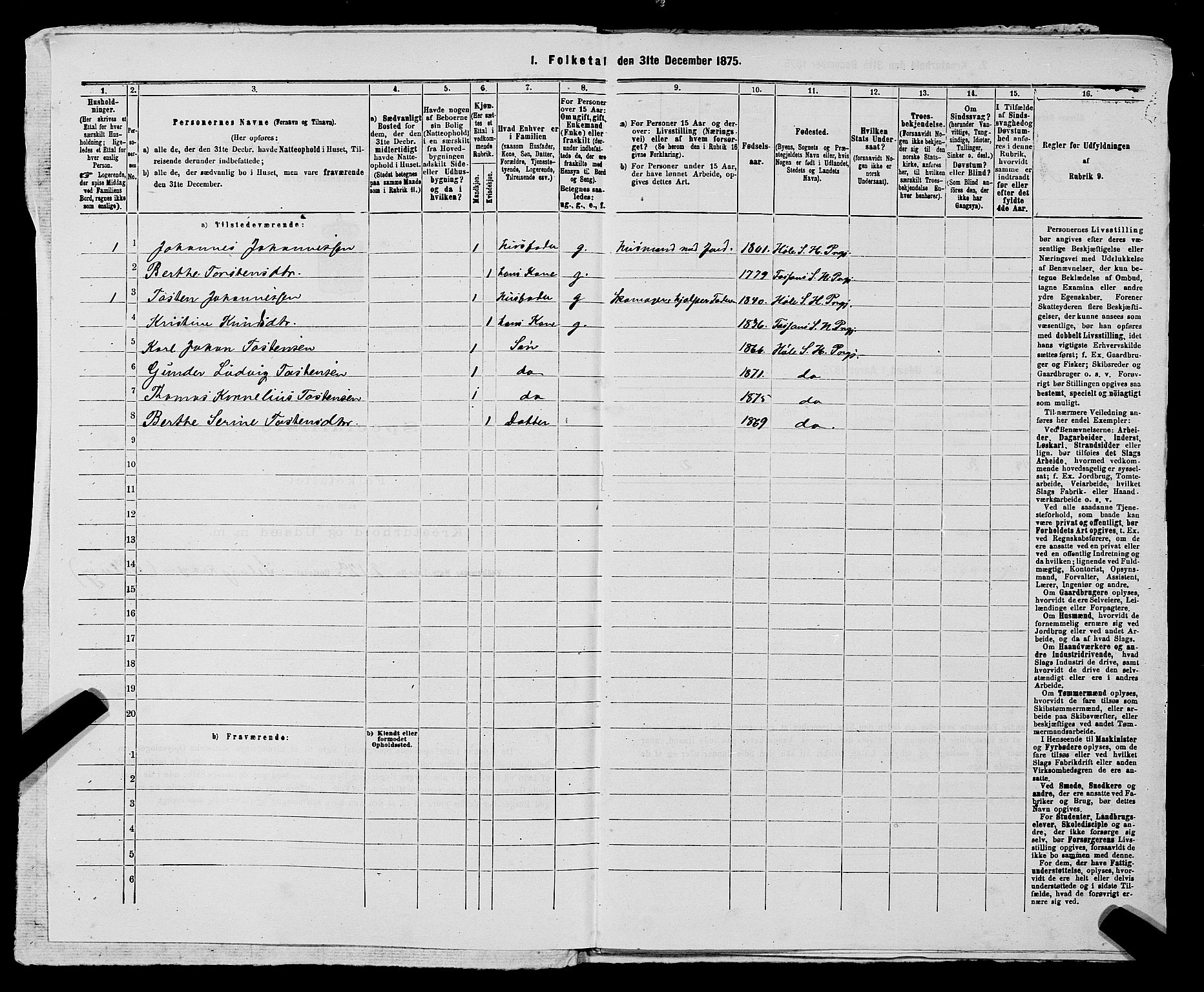 SAST, 1875 census for 1128P Høgsfjord, 1875, p. 744