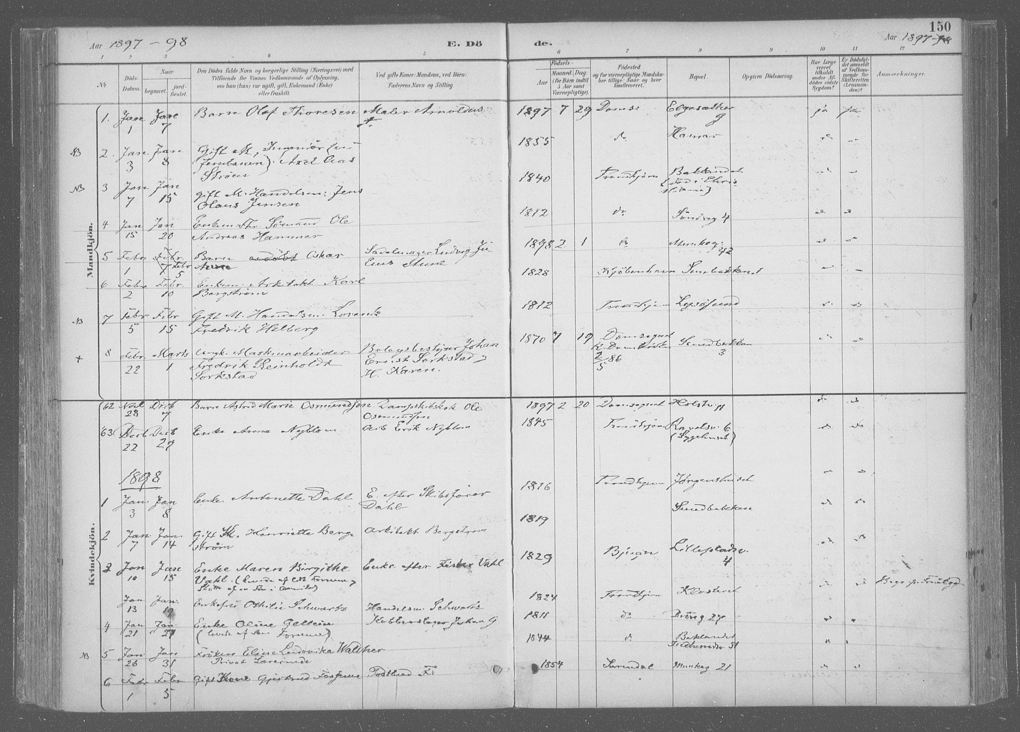 Ministerialprotokoller, klokkerbøker og fødselsregistre - Sør-Trøndelag, SAT/A-1456/601/L0064: Parish register (official) no. 601A31, 1891-1911, p. 150