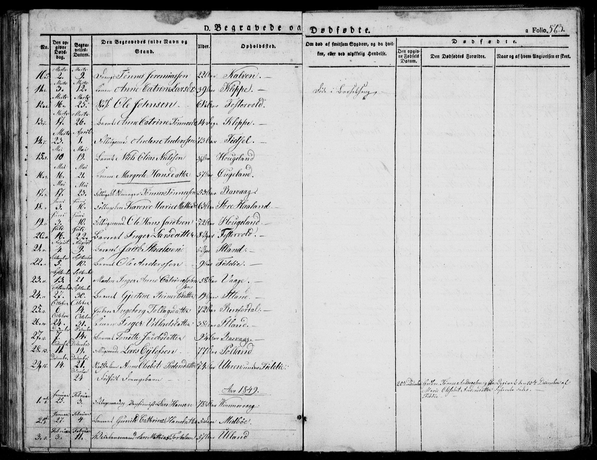 Flekkefjord sokneprestkontor, SAK/1111-0012/F/Fb/Fbb/L0002: Parish register (copy) no. B 2b, 1831-1866, p. 563