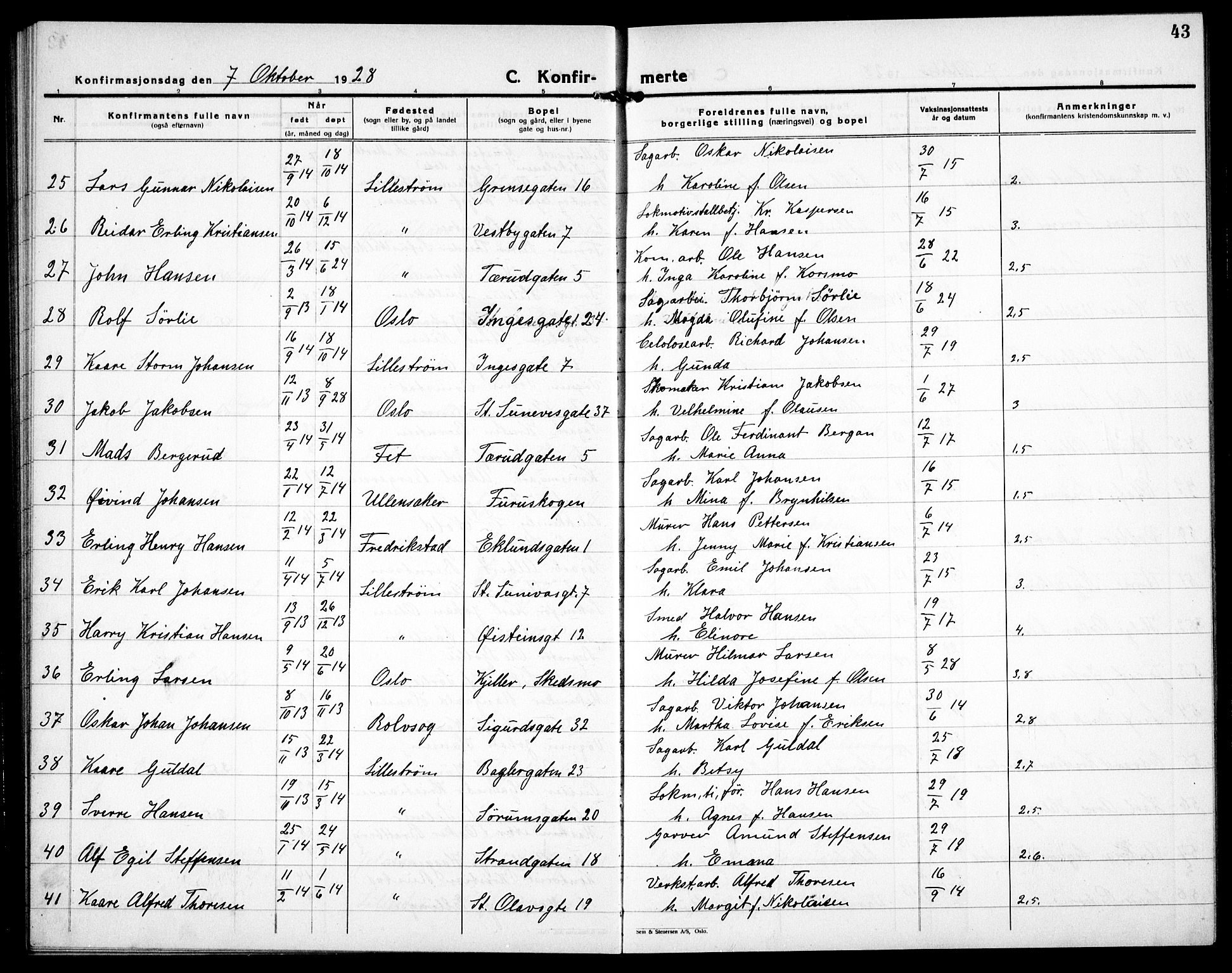 Skedsmo prestekontor Kirkebøker, AV/SAO-A-10033a/G/Gc/L0003: Parish register (copy) no. III 4, 1926-1939, p. 43