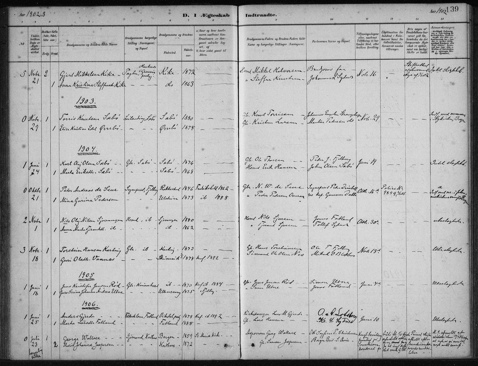 Fjelberg sokneprestembete, SAB/A-75201/H/Haa: Parish register (official) no. B  1, 1879-1919, p. 139
