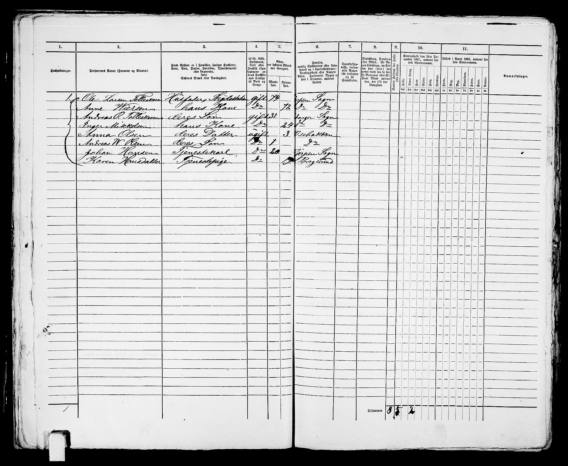 RA, 1865 census for Porsgrunn, 1865, p. 455