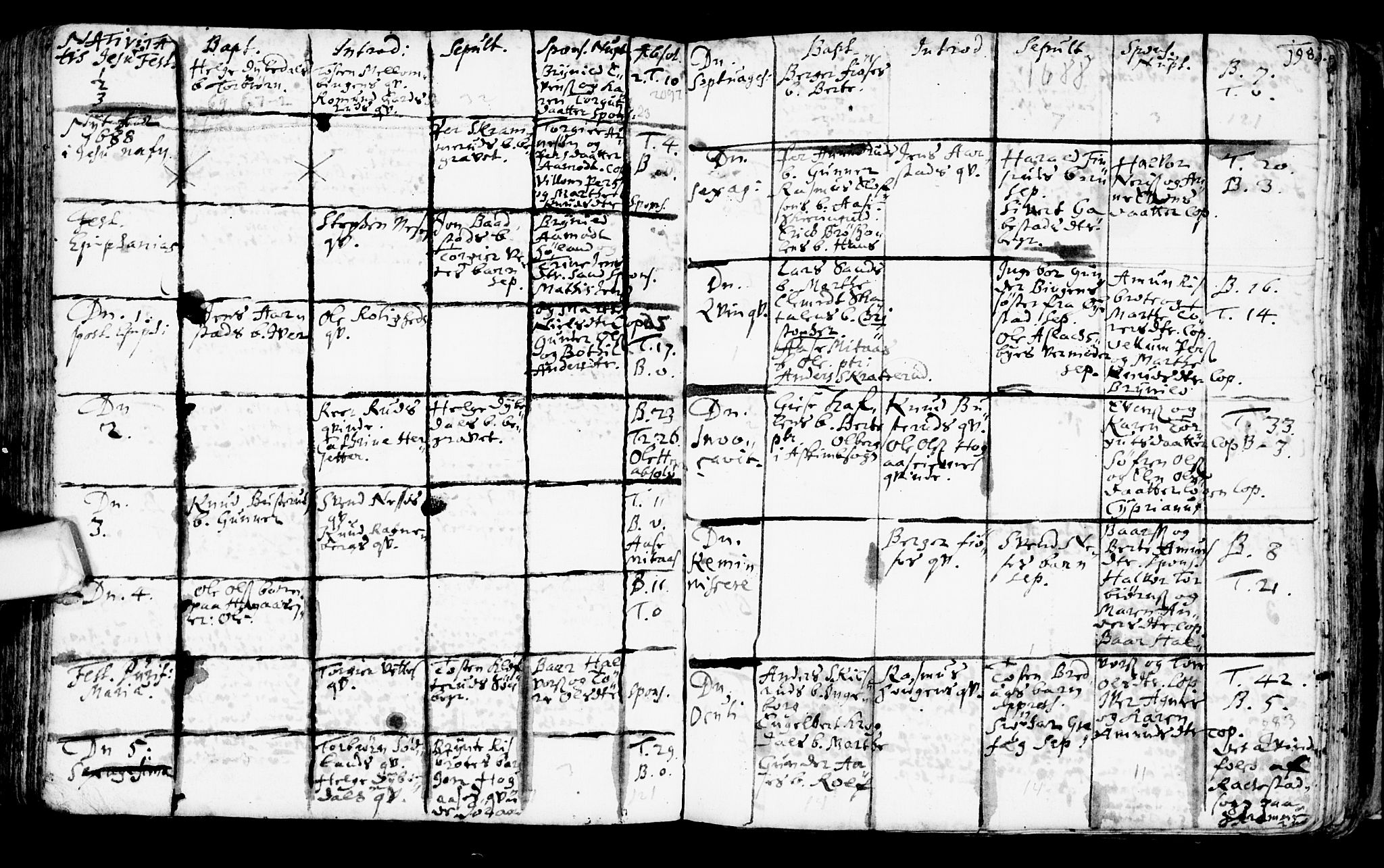 Trøgstad prestekontor Kirkebøker, SAO/A-10925/F/Fa/L0001: Parish register (official) no. I 1, 1645-1707, p. 198