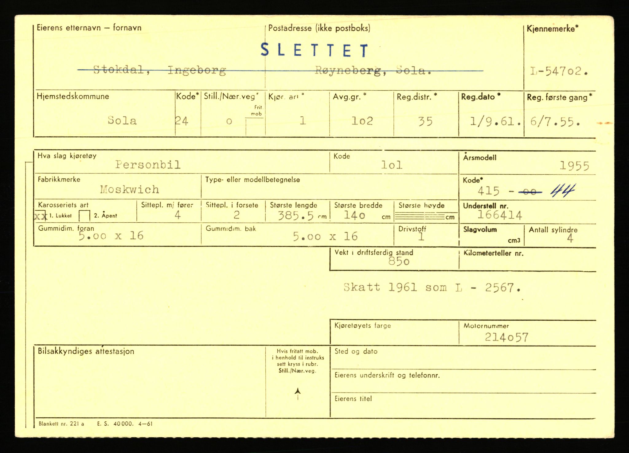 Stavanger trafikkstasjon, AV/SAST-A-101942/0/F/L0054: L-54200 - L-55699, 1930-1971, p. 1057