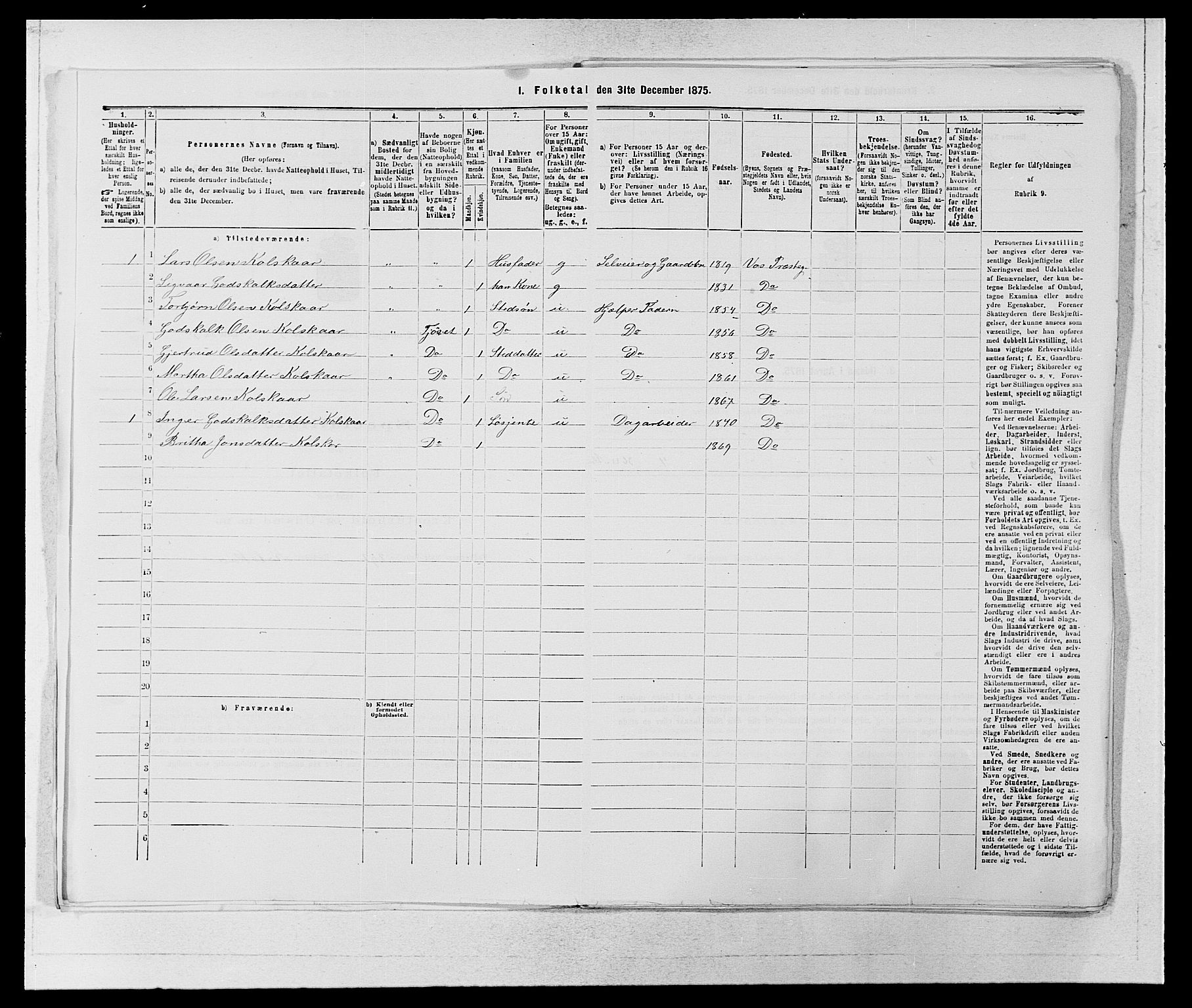 SAB, 1875 census for 1233P Ulvik, 1875, p. 764