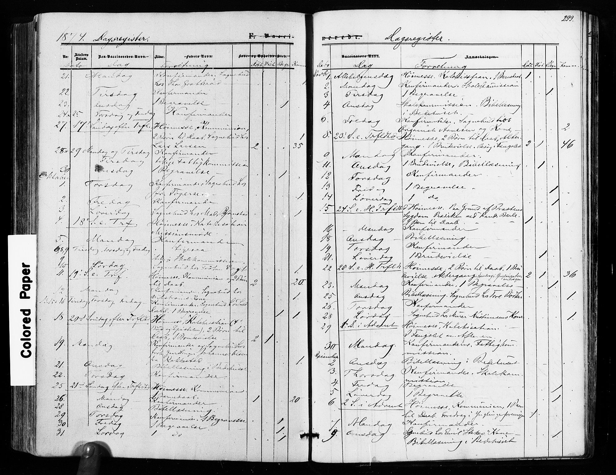 Sarpsborg prestekontor Kirkebøker, SAO/A-2006/F/Fa/L0002: Parish register (official) no. 2, 1869-1877, p. 299